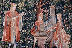 Tapestry Manufacture Aubusson "the Lady with the Organ" 19th Medieval -  N° 1427