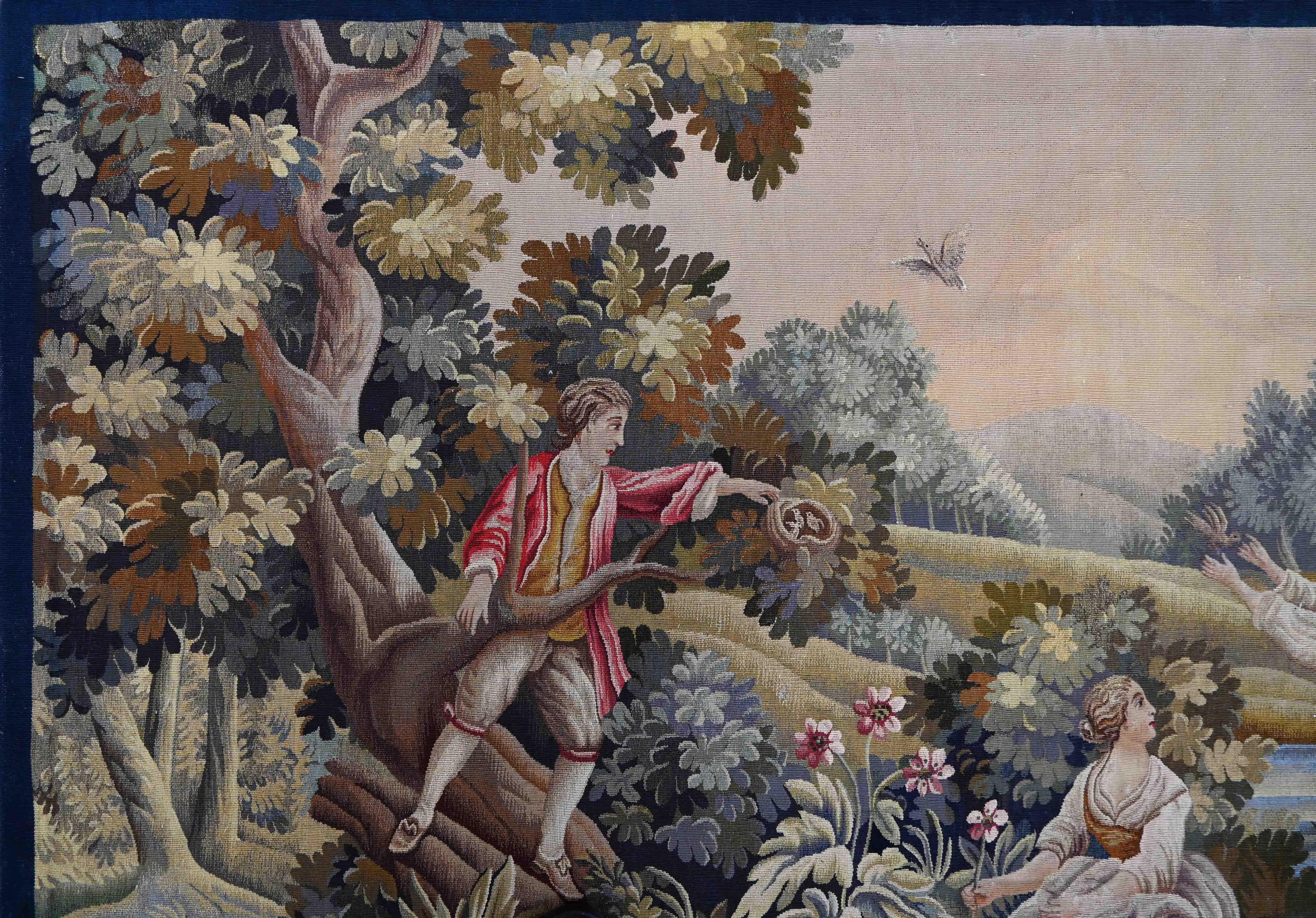 Wandteppich Manufacture d'Aubusson 19. Jahrhundert - Scène Champêtre - N° 1413 (Handgewebt) im Angebot