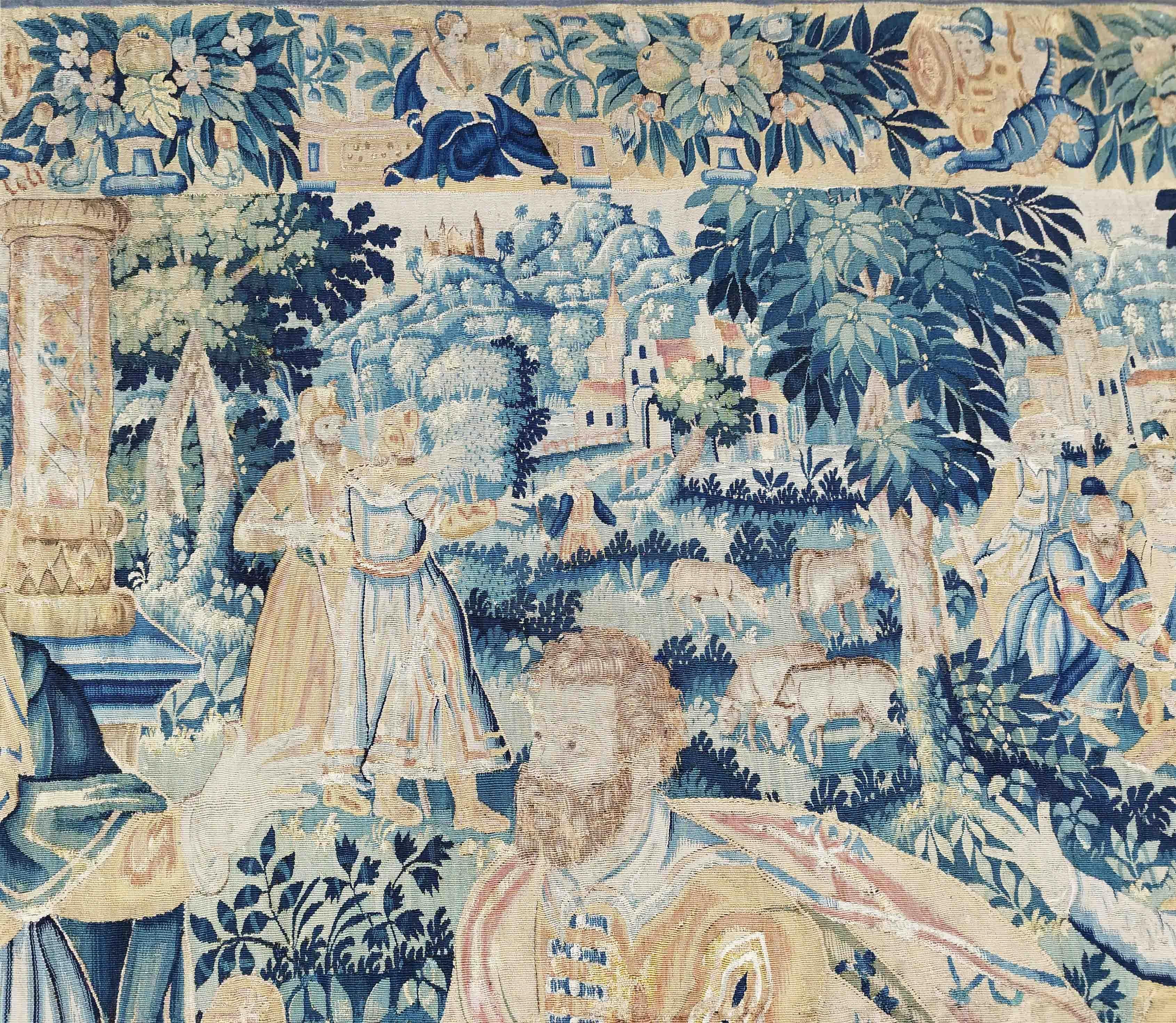 Wandteppich von Flandern 17. Jahrhundert (Angebot an den König) -N° 1232 (Aubusson) im Angebot