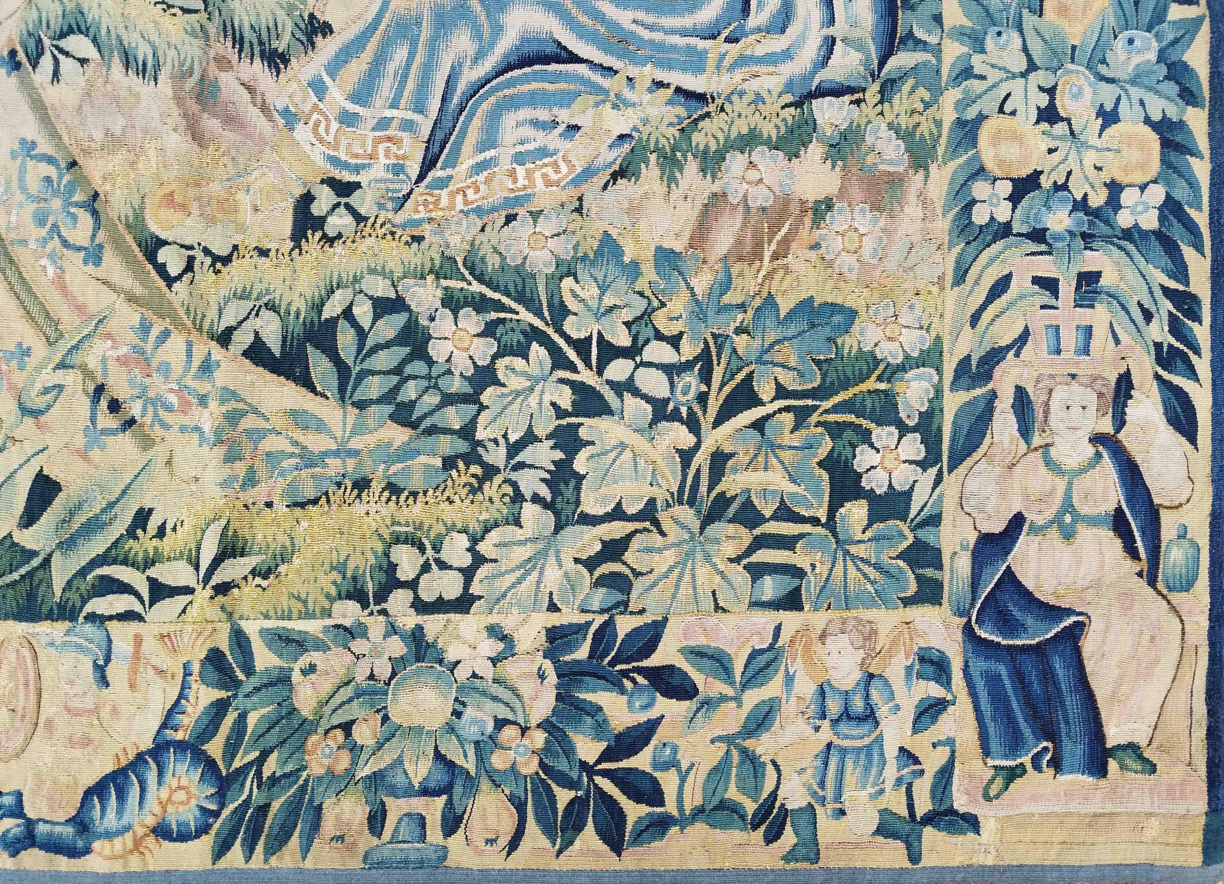 Wandteppich von Flandern 17. Jahrhundert (Angebot an den König) -N° 1232 im Zustand „Hervorragend“ im Angebot in Paris, FR