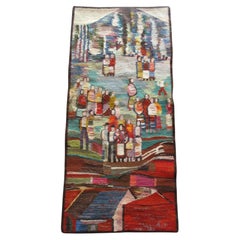 Vintage Tapestry of the Polish Artist Piotr Grabowski Hand Woven Gobelin, 1980s