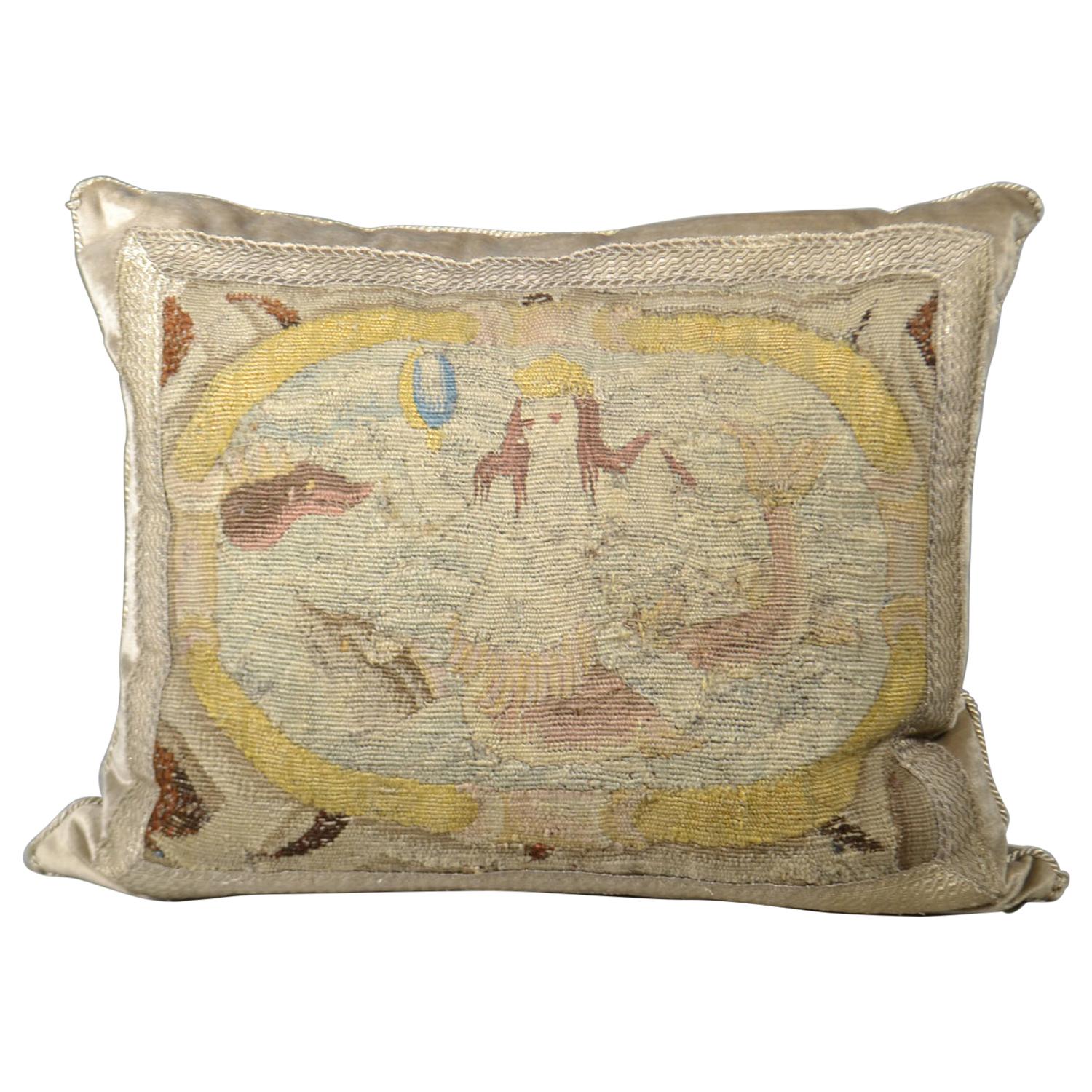 Tapestry Pillow, Antique Trim For Sale
