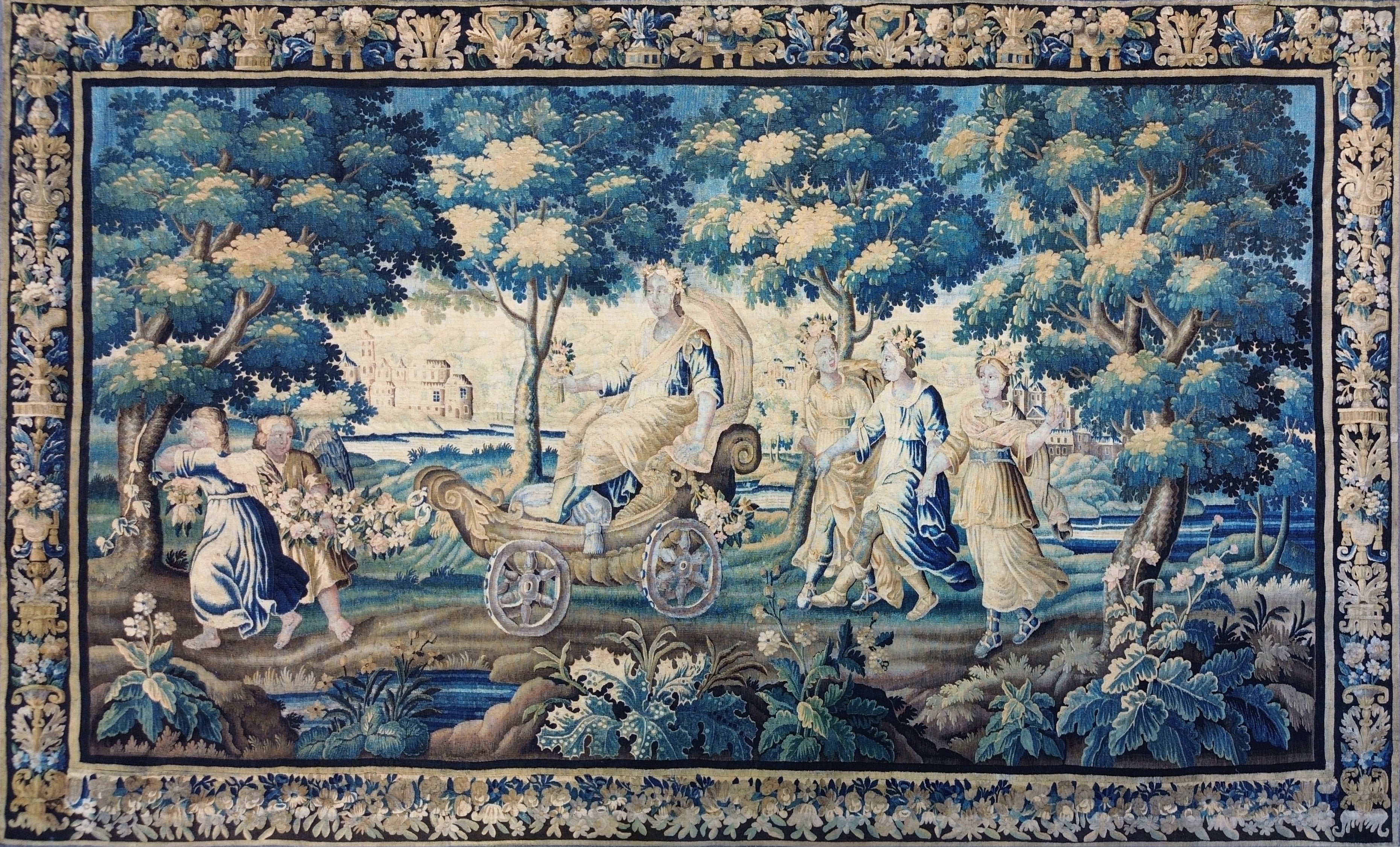 Tapestry, Royal Aubusson Manufactory, 17th Century "the Triumph Of Flora" N 1643