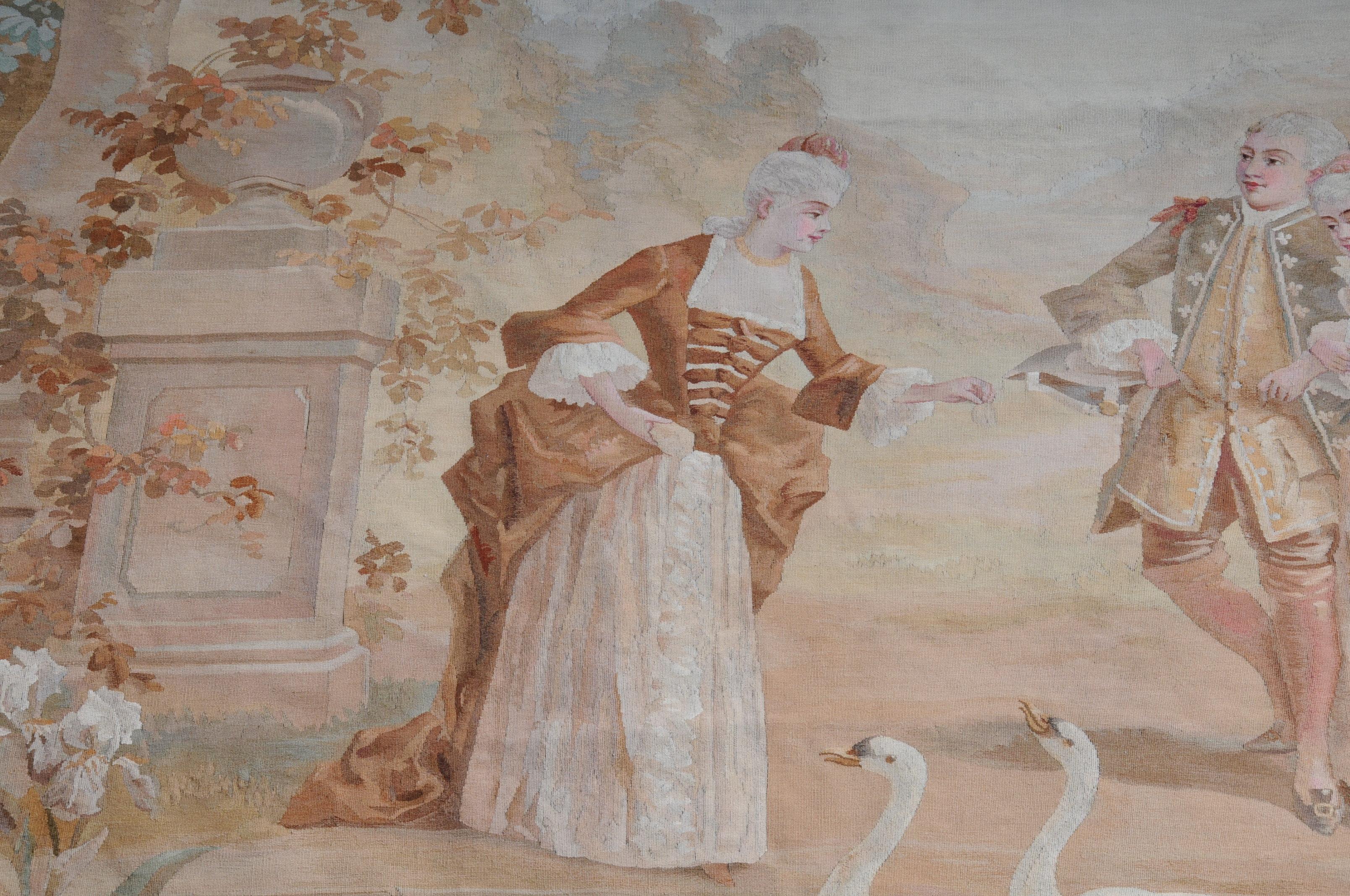 Beeindruckender Wandteppich mit einer schönen barocken Liebesszene am See.
Hochwertige Handarbeit.

(Y-116).