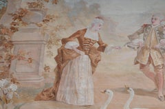 Royal Tapestry Rug, Carpet Baroque Scene, circa 1870