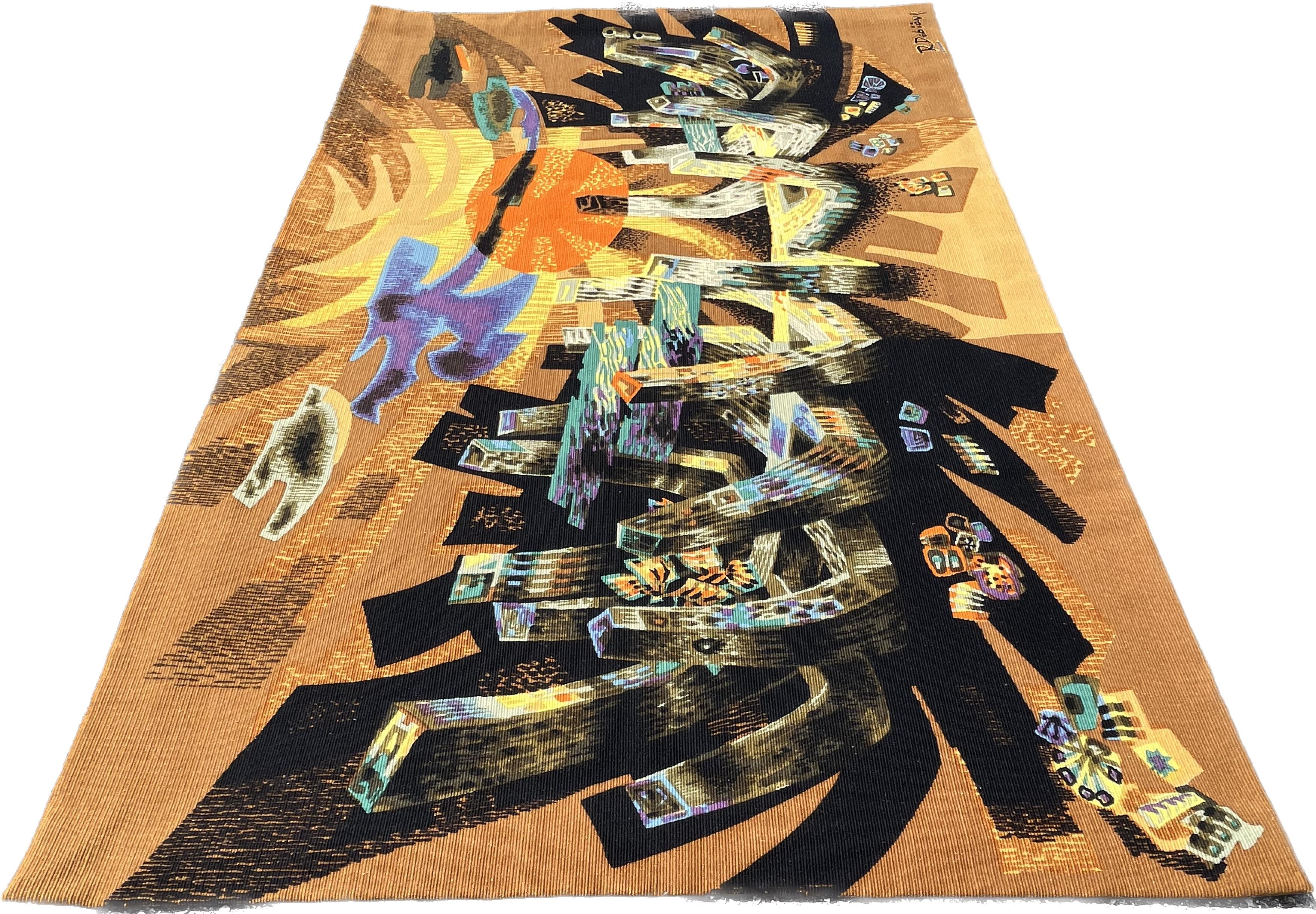 Arts and Crafts Tapestry, screen print on canvas, by Robert Debieve For Sale