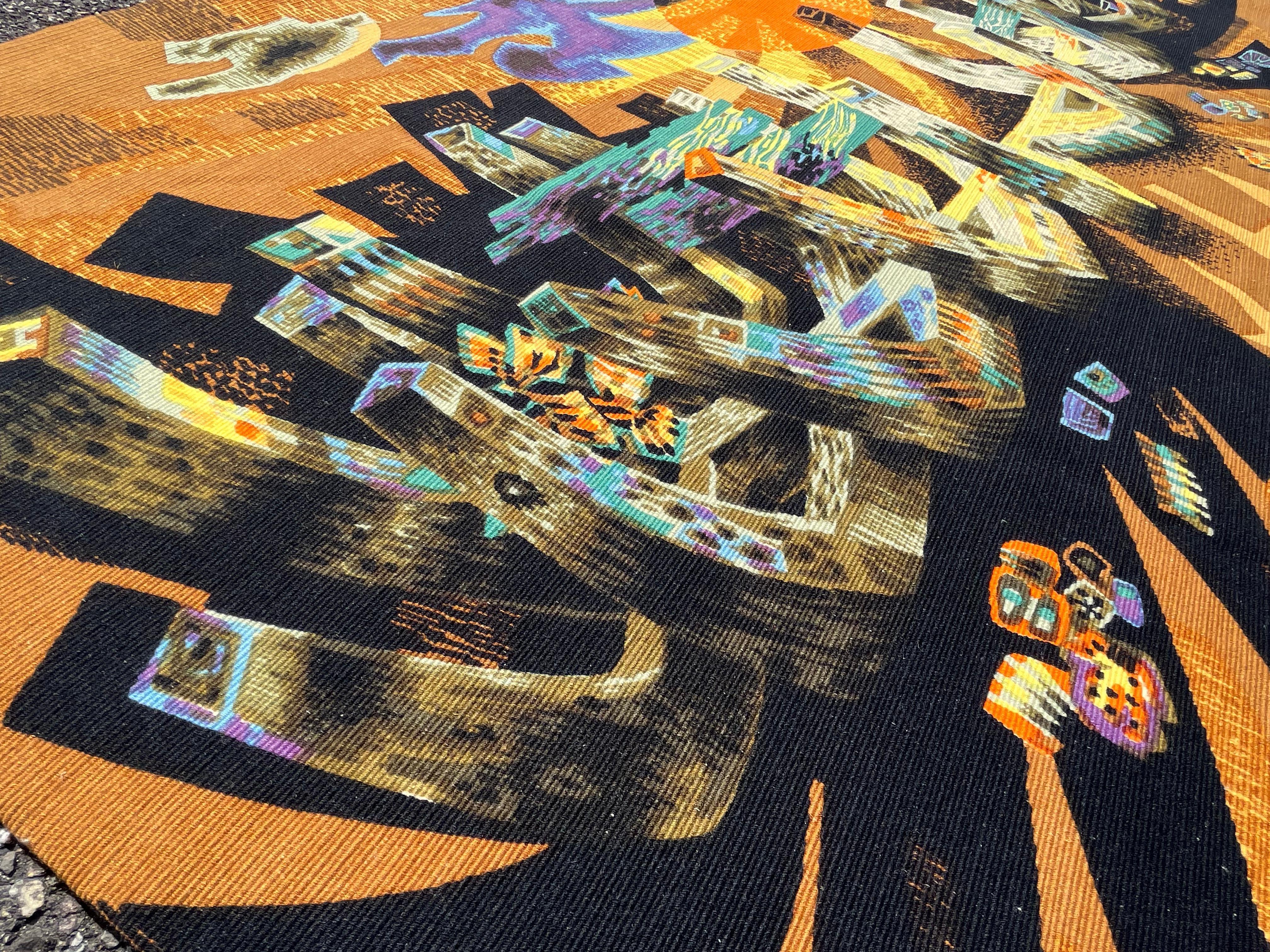 Tapestry, screen print on canvas, by Robert Debieve In Good Condition For Sale In RÉDING, FR