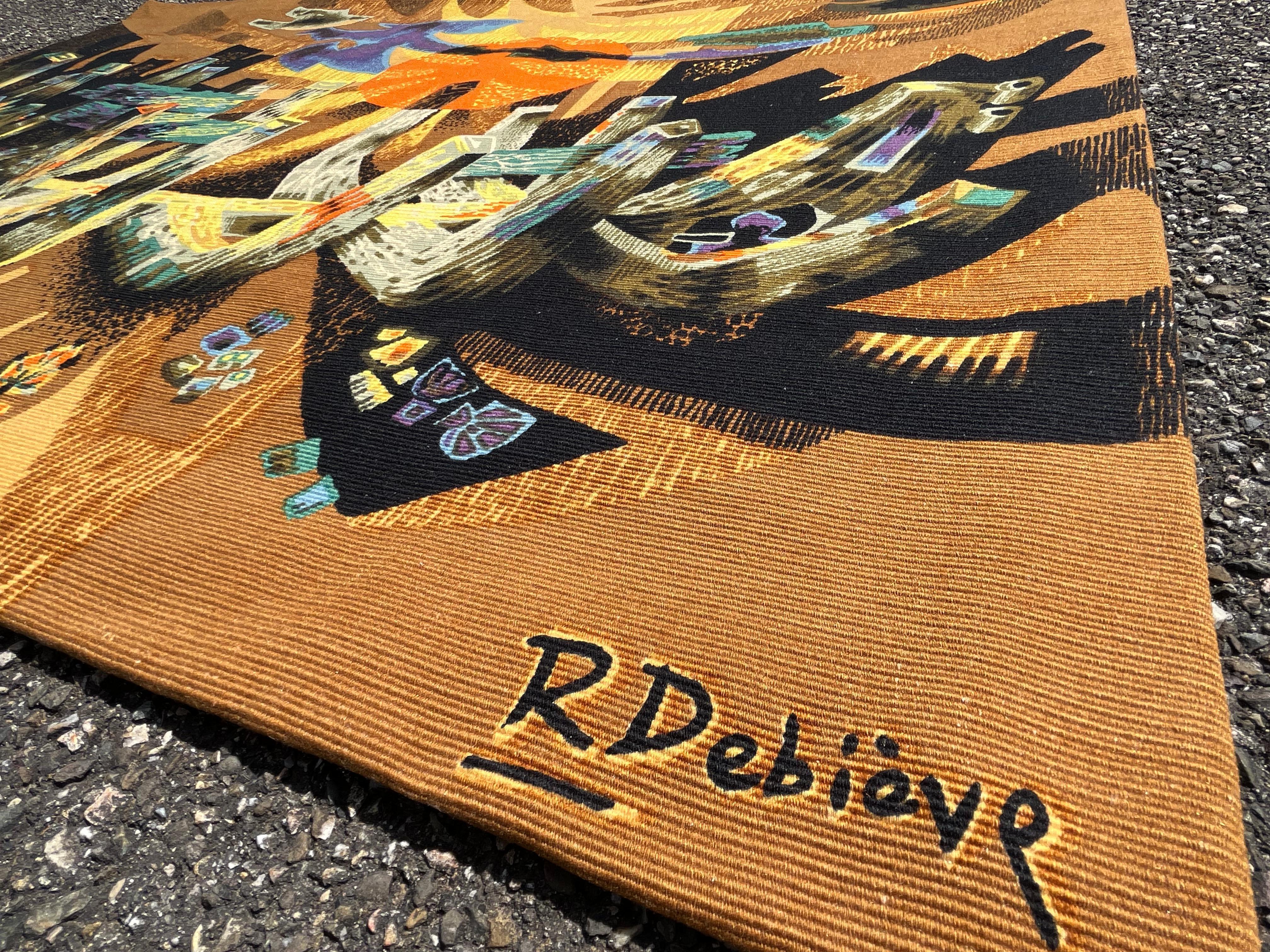 Wool Tapestry, screen print on canvas, by Robert Debieve For Sale