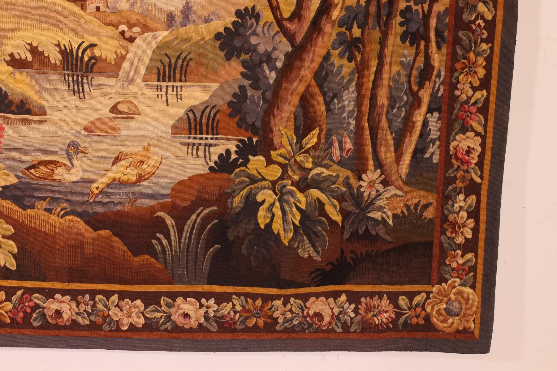 French Tapestry Signed Aubusson 2m10 By 1m80 Called Verdure For Sale
