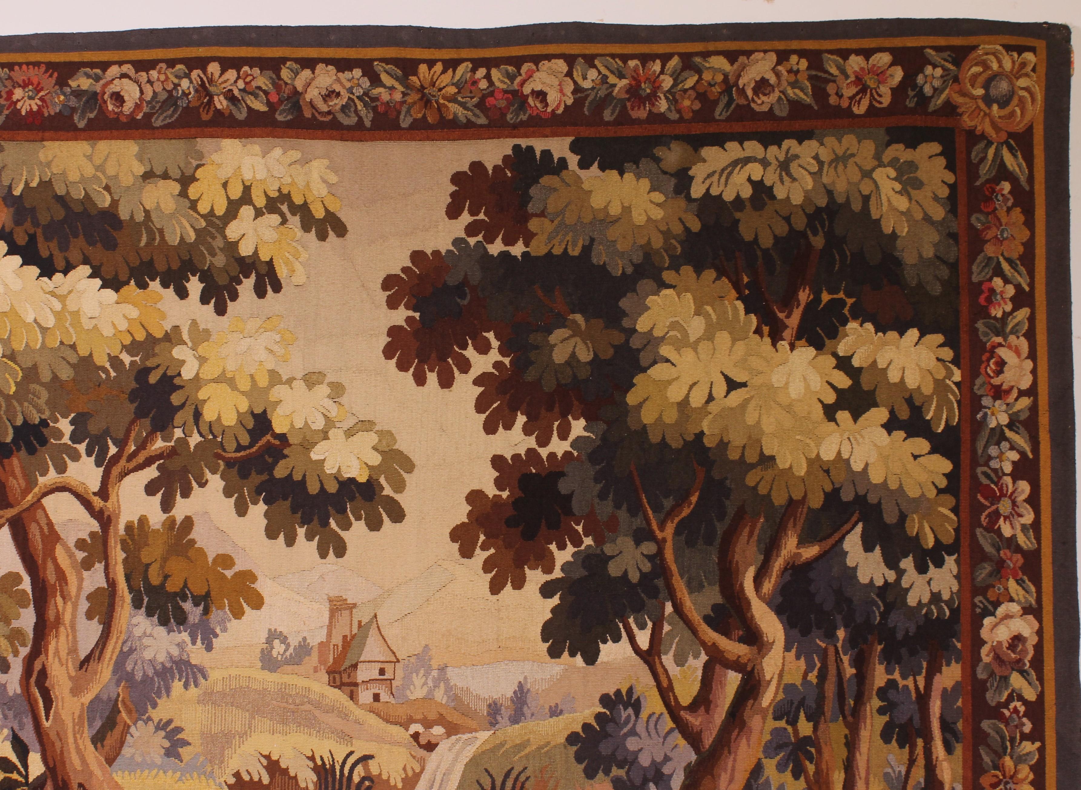 19th Century Tapestry Signed Aubusson 2m10 By 1m80 Called Verdure For Sale