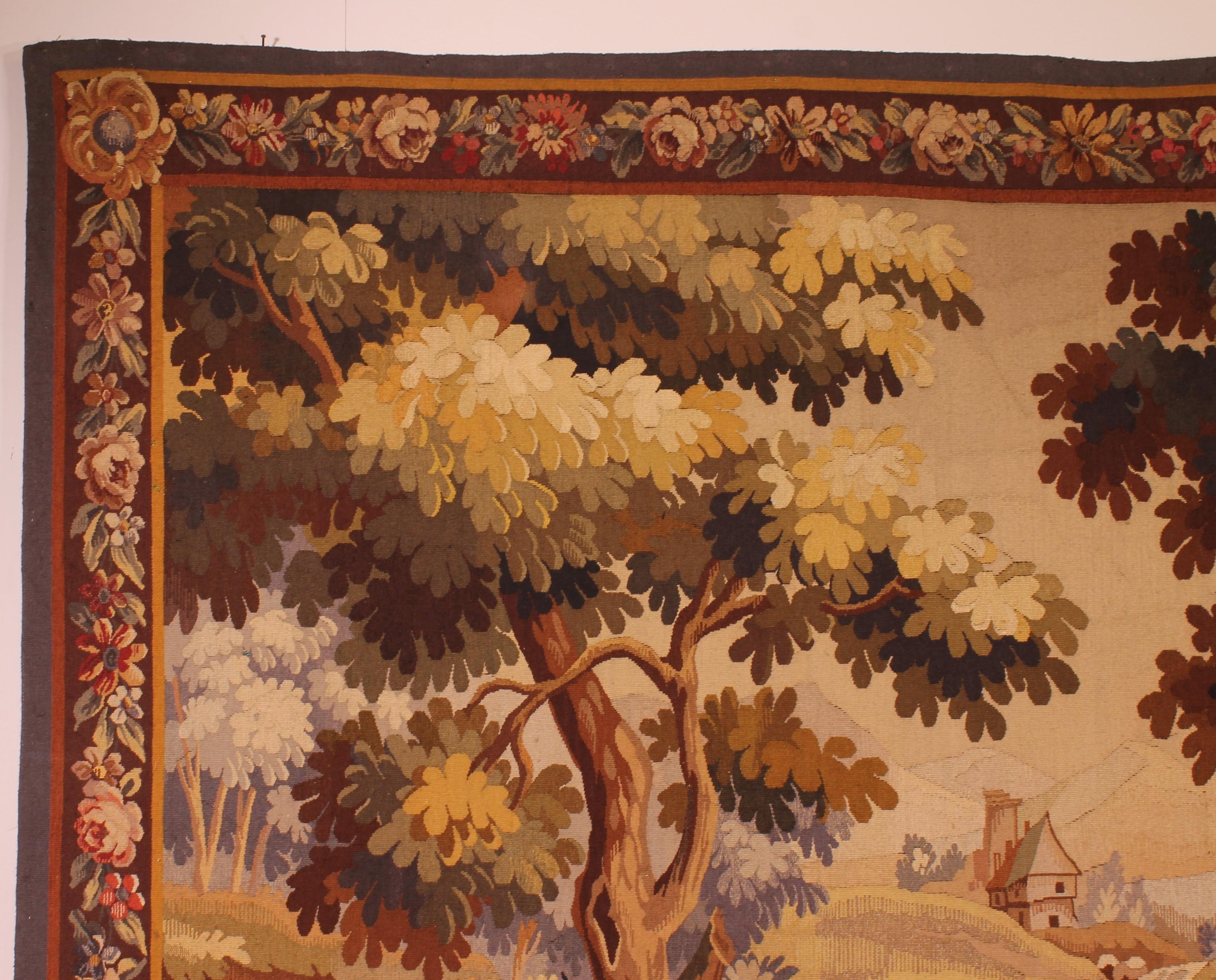 Wool Tapestry Signed Aubusson 2m10 By 1m80 Called Verdure For Sale