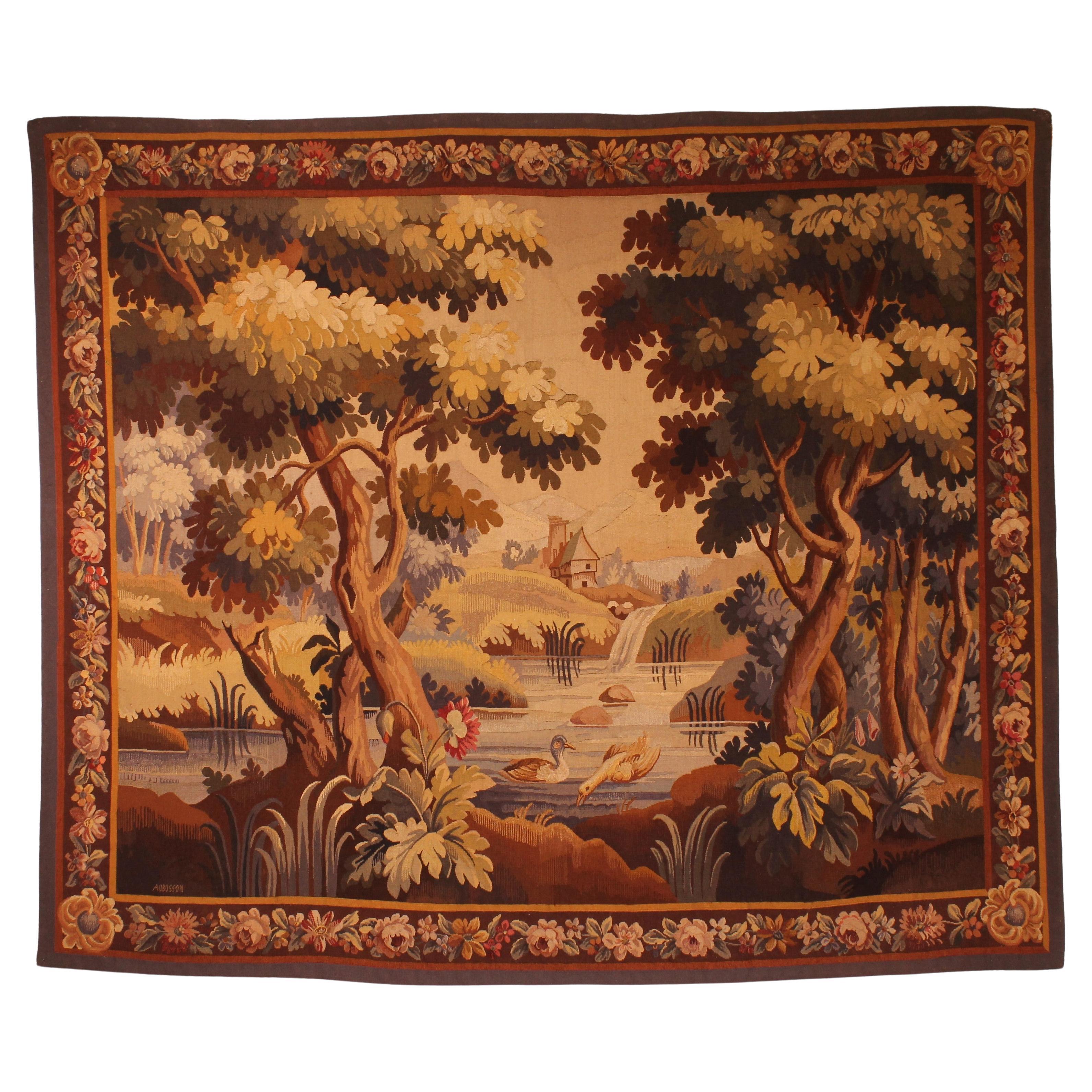 Tapestry Signed Aubusson 2m10 By 1m80 Called Verdure For Sale