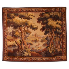 Antique Tapestry Signed Aubusson 2m10 By 1m80 Called Verdure