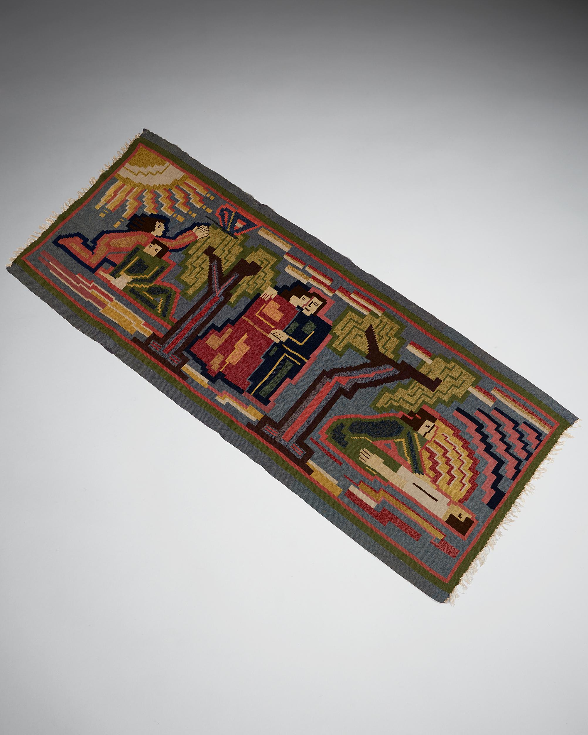 Mid-Century Modern Tapestry ‘Three Ages’ Designed by Nils Nilsson, Belgium, 1920s For Sale