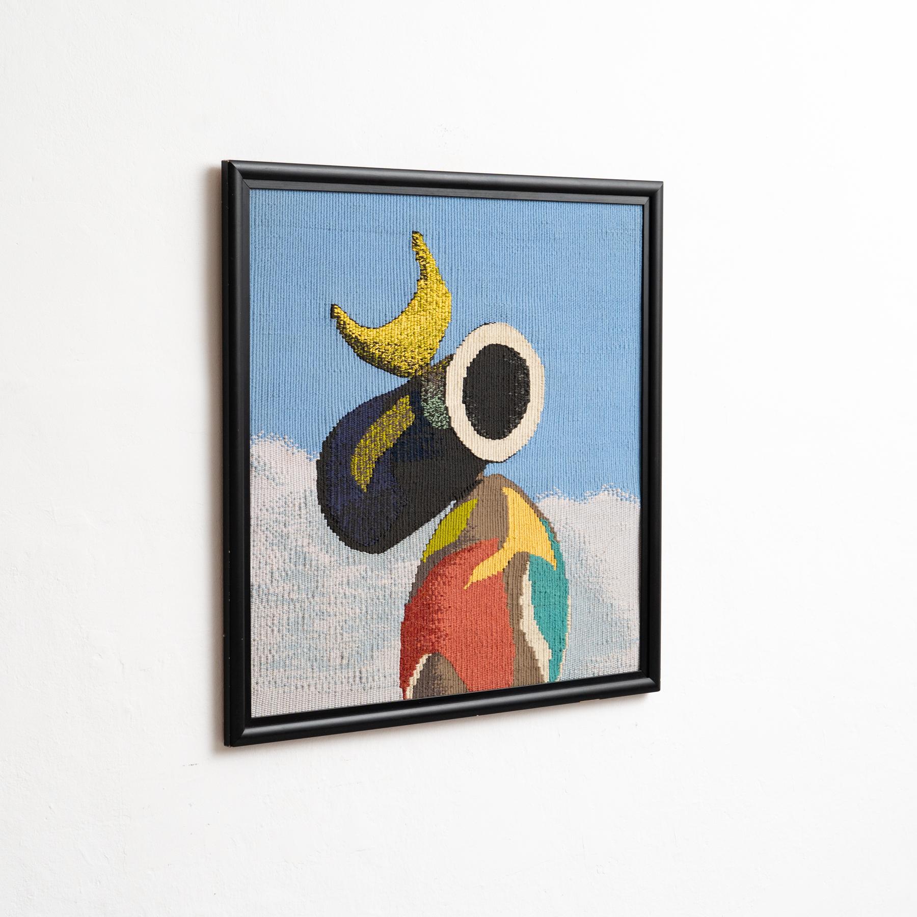 Mid-Century Modern Tapestry Tribute to Joan Miró's 'Woman and Bird', circa 1960 For Sale
