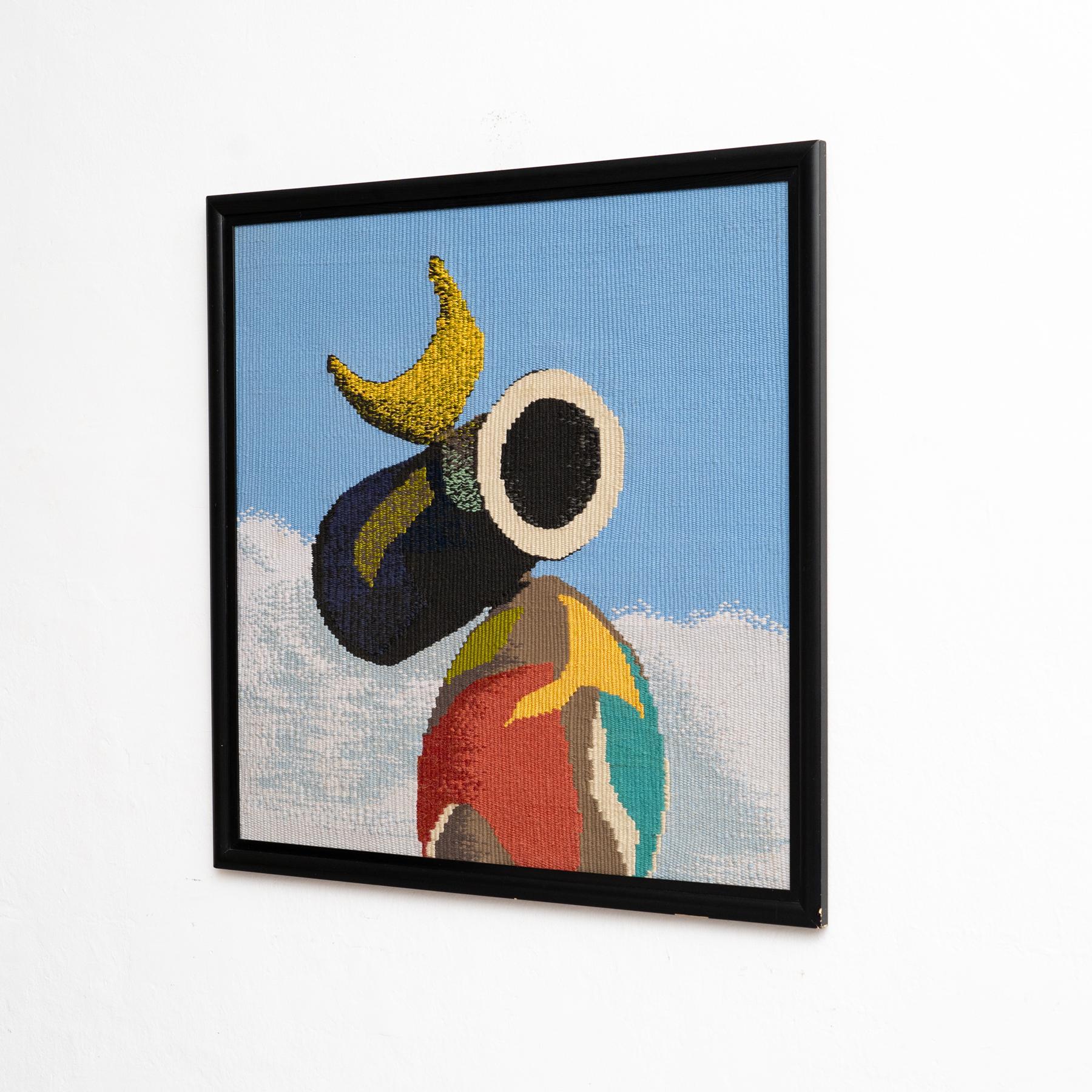 Spanish Tapestry Tribute to Joan Miró's 'Woman and Bird', circa 1960 For Sale