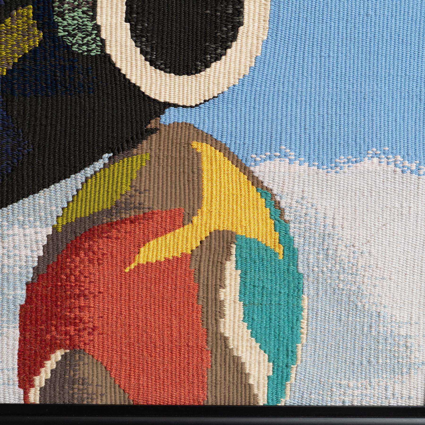 Wood Tapestry Tribute to Joan Miró's 'Woman and Bird', circa 1960 For Sale