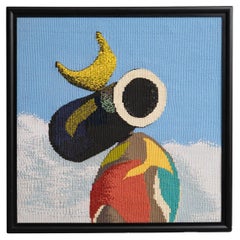 Wandteppich Hommage an Joan Mirós "Frau und Vogel", um 1960