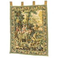 Arazzo vintage da parete decorato con scene di caccia