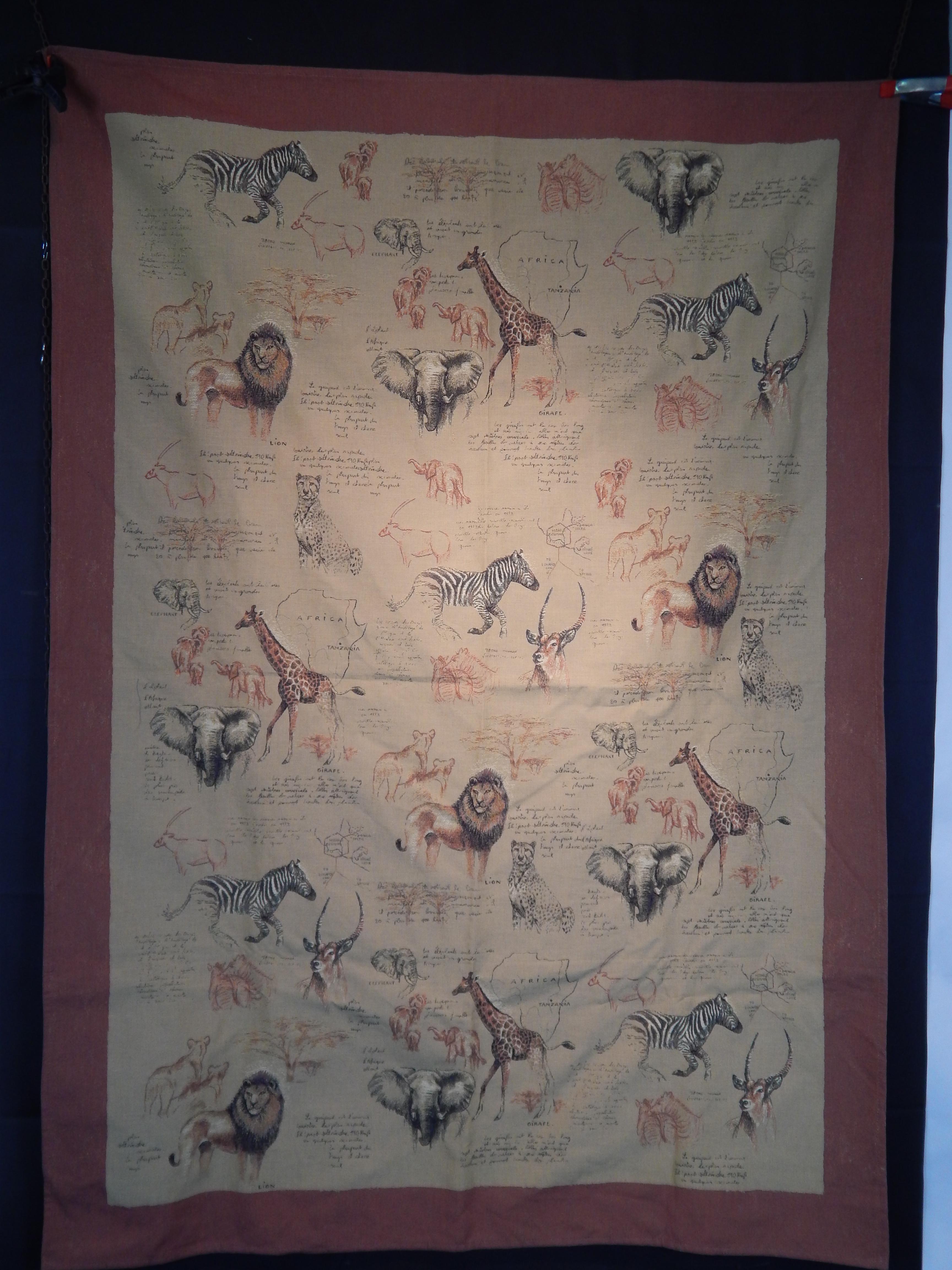 Tapestry with Animals Typical of African Savannam For Sale 4