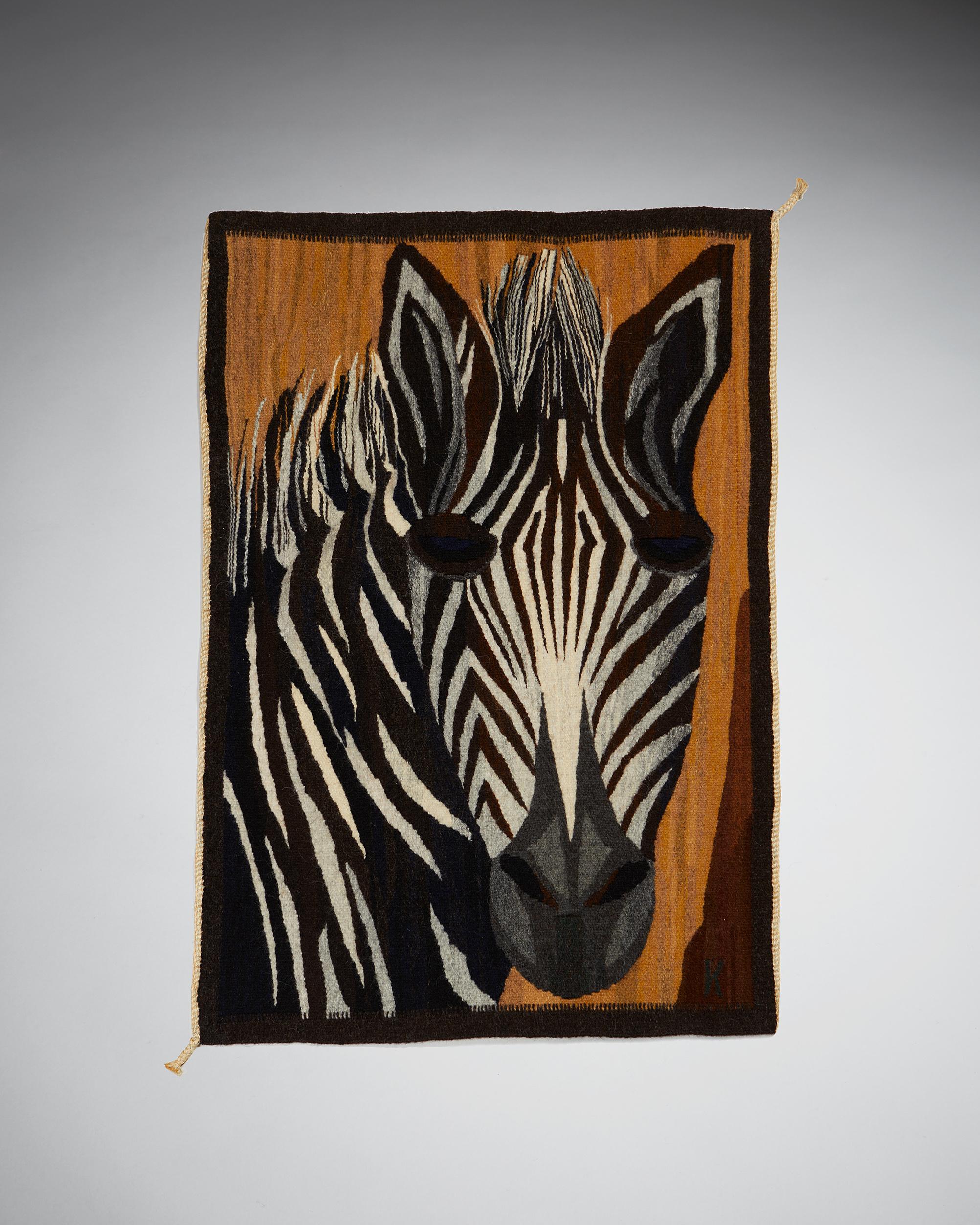 Mid-Century Modern Tapestry ‘Zebra’ Attributed to Kerstin Bäckman, Sweden, 1970s For Sale