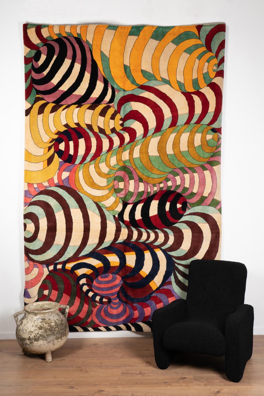 Unknown Tapestry,	with	spiral patterns	and	wool. For Sale