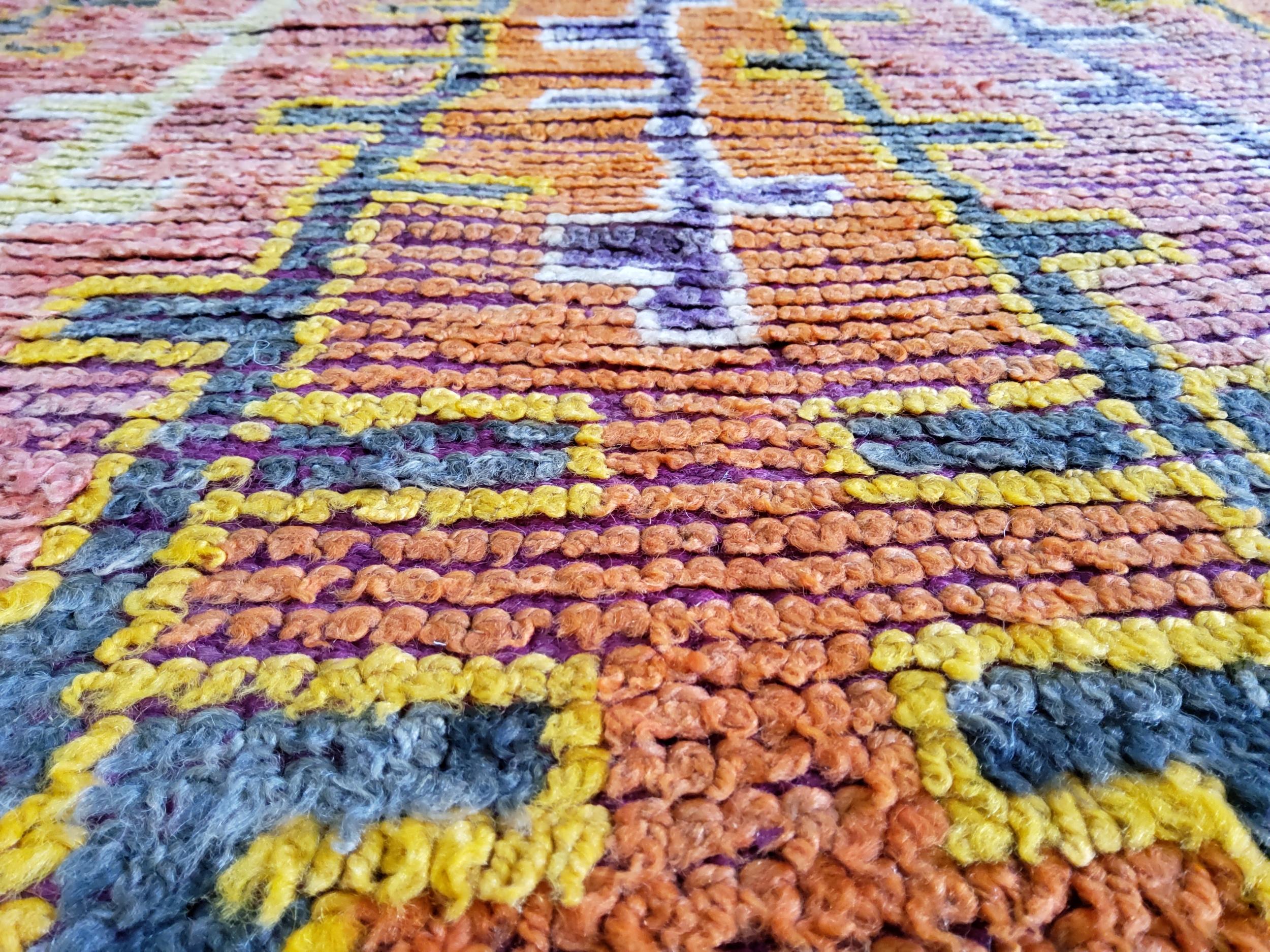 Berber Vintage Talsent Natural Mehrfarbig Wolle und Baumwolle Tapette (Handgeknüpft) im Angebot
