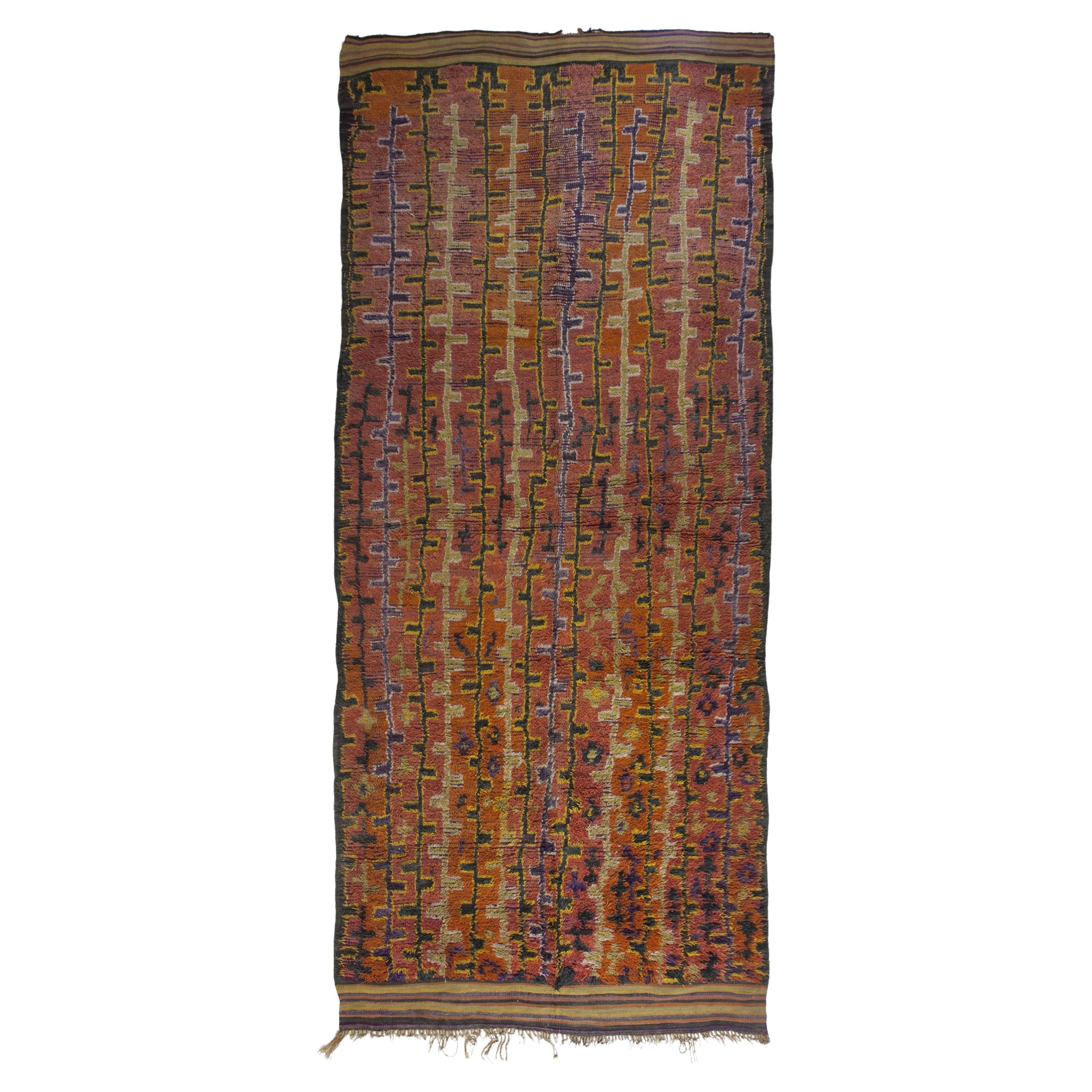 Tapette Berbero Vintage Talsent Manufatto in Lana e Cotone Multicolori Naturali