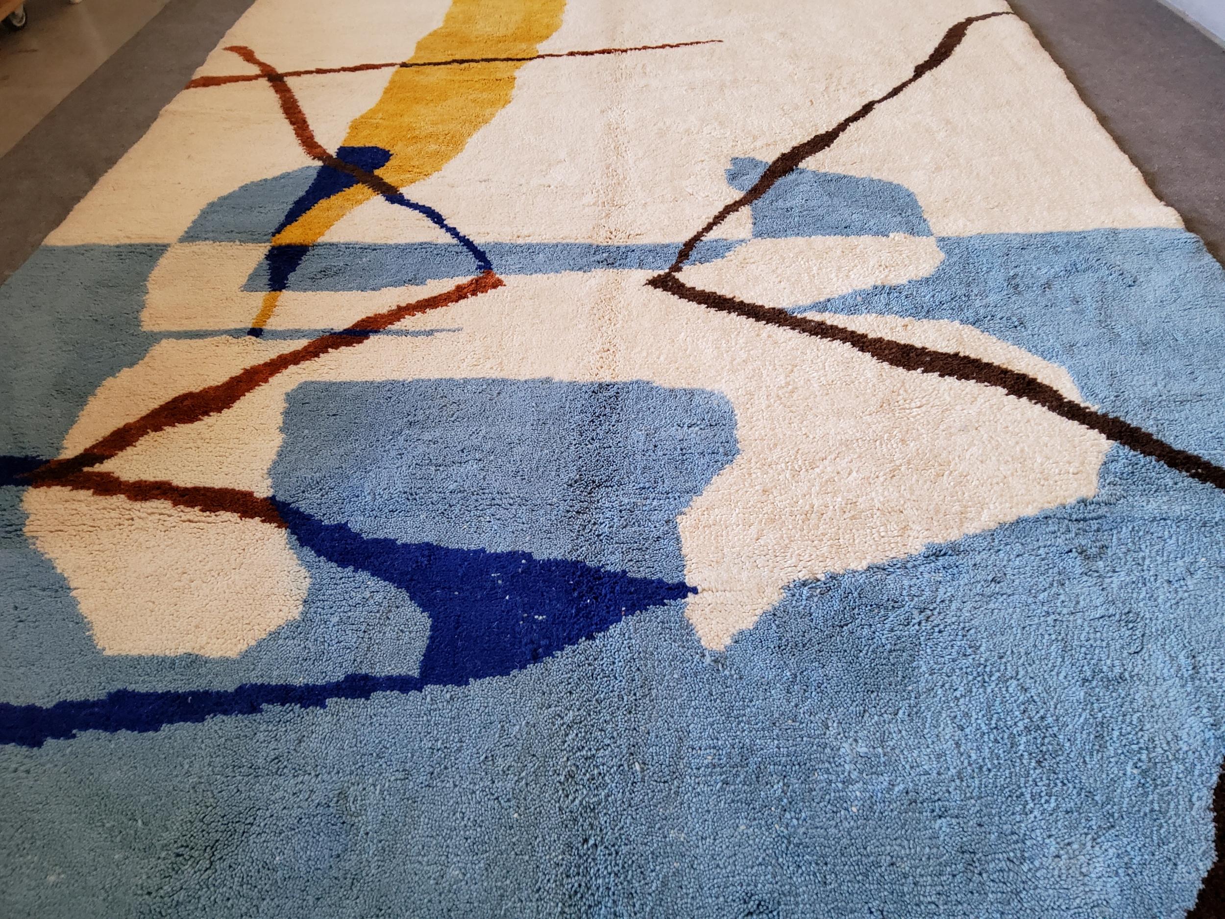 Alfombra de lana hecha a mano con diseño marroquí bereber vintage  Multicolor Natural Moroccan en venta