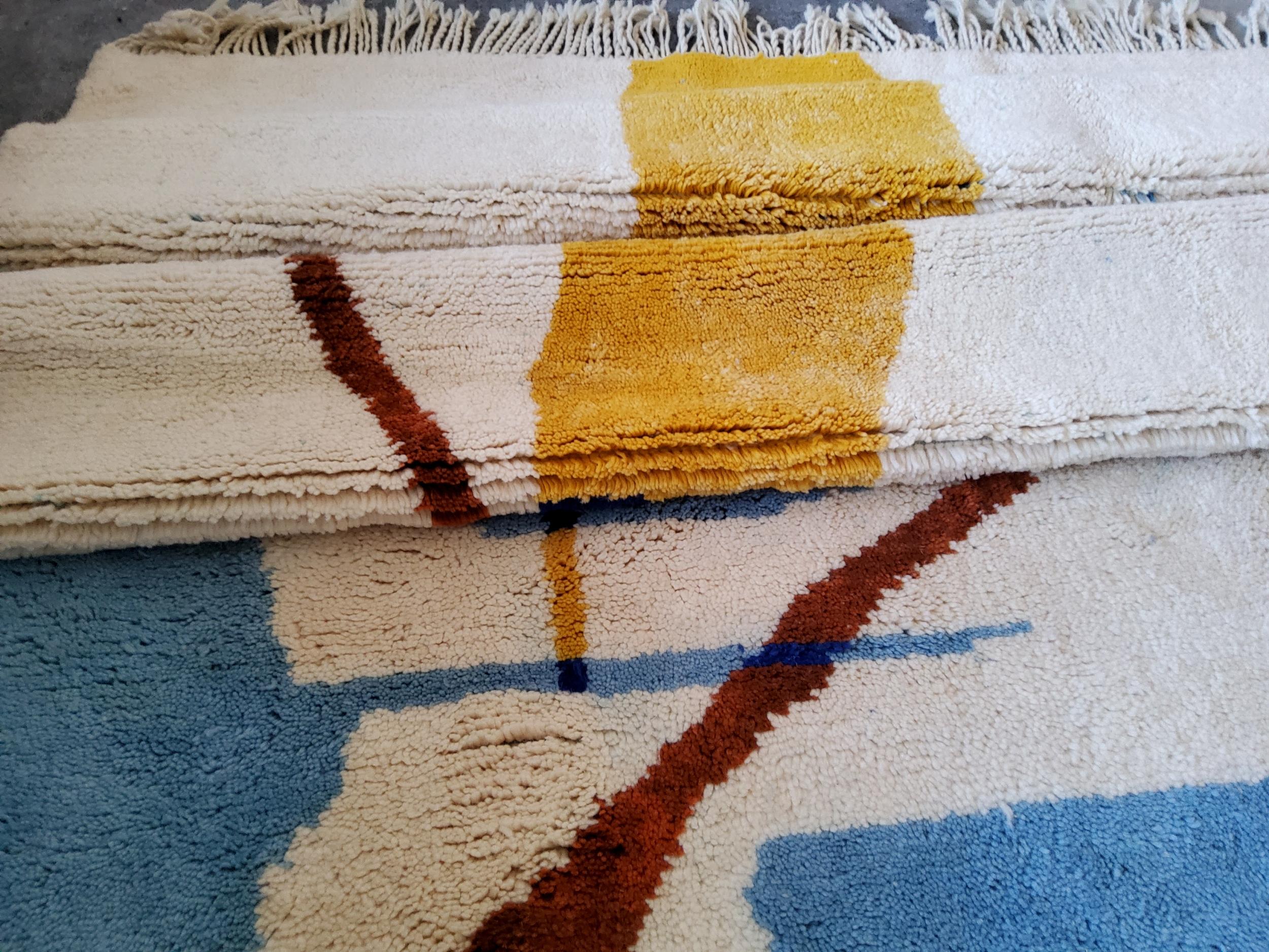 Alfombra de lana hecha a mano con diseño marroquí bereber vintage  Multicolor Natural Lana en venta