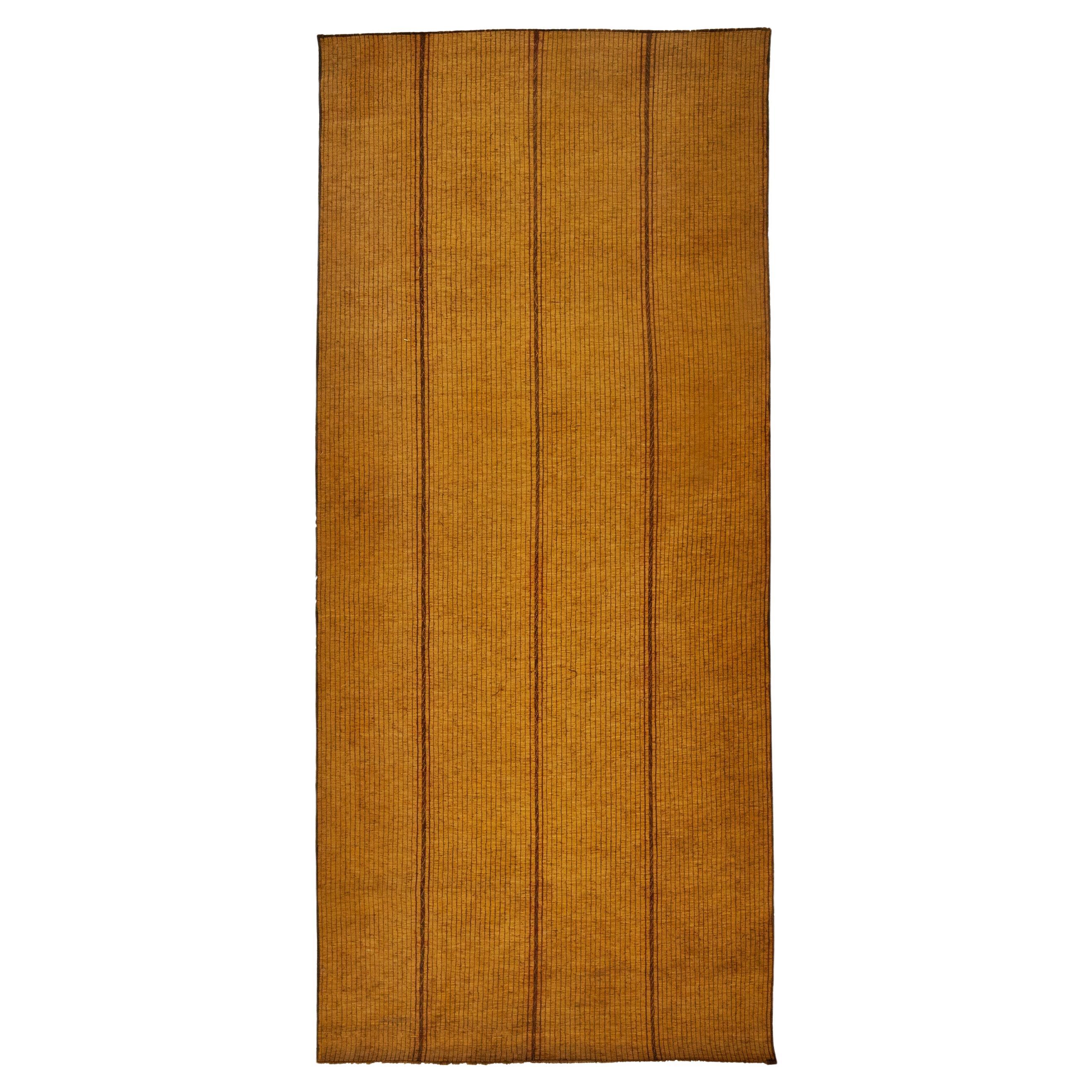 Tuareg Brown Berber Vintage Handmade Wood and Natural Leather Rug For Sale