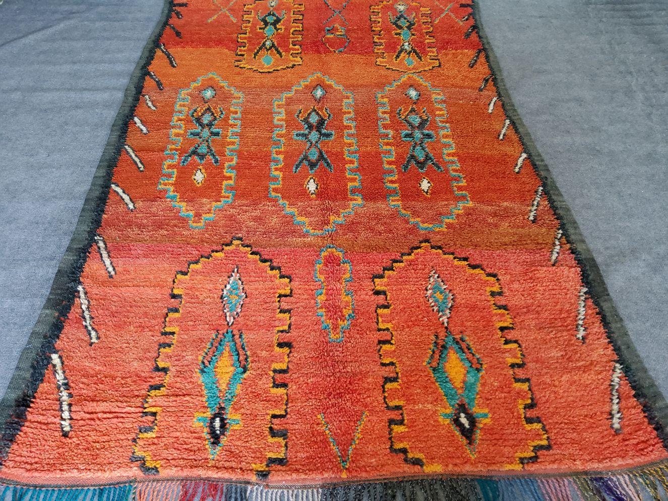 Tribale Tapetto Talsent Berbero Marocco Vintage manufatto in lana Multicolore naturale in vendita