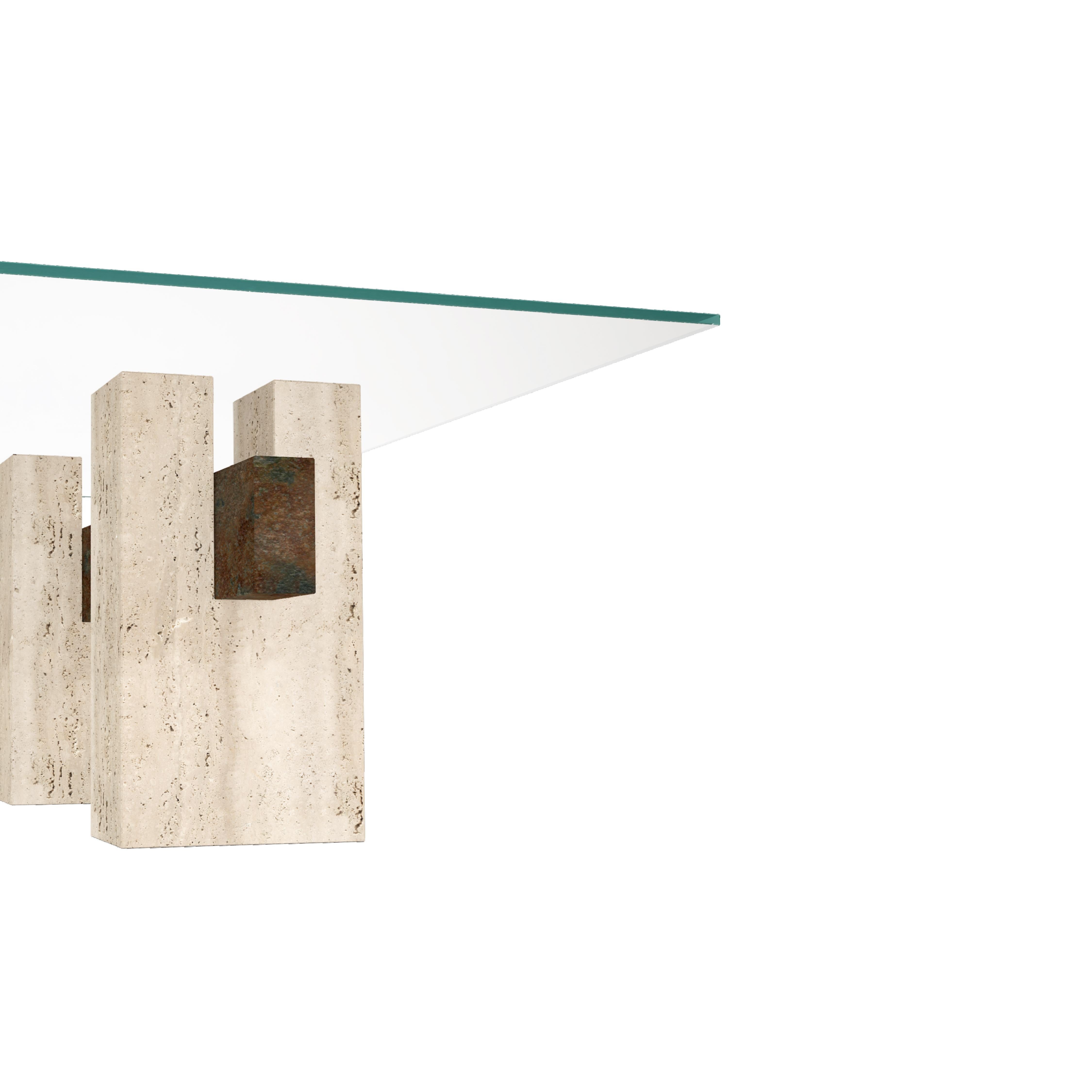 Mesa de Comedor de Mármol Travertino Italiano Tapies Diseño Pizarra Óxido Joaquín Moll Español en venta