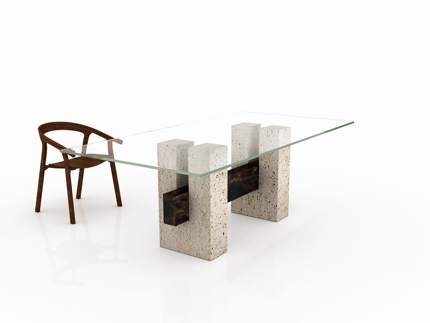 Mesa de Comedor de Mármol Travertino Italiano Tapies Diseño Pizarra Óxido Joaquín Moll en Nuevo estado para la venta en VALVERDE DEL MAJANO, CL
