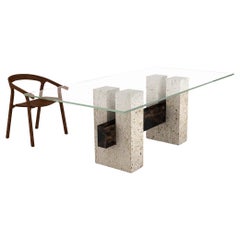 Mesa de Comedor de Mármol Travertino Italiano Tapies Diseño Pizarra Óxido Joaquín Moll