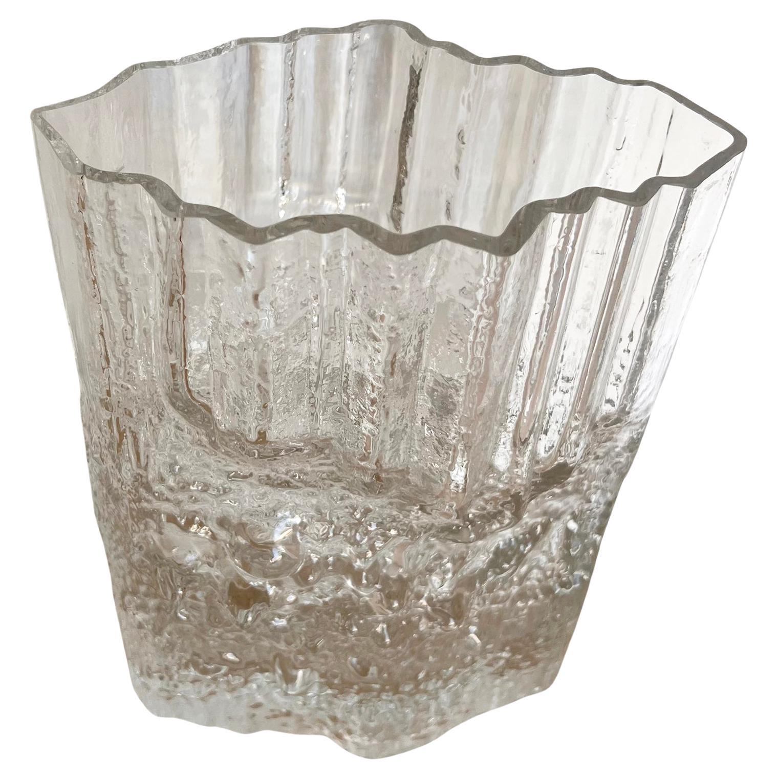Mid-Century moderno Tapio Wirkalla per Iitalla Vaso moderno finlandese in vetro cristallo Pinus Pine 1970s in vendita