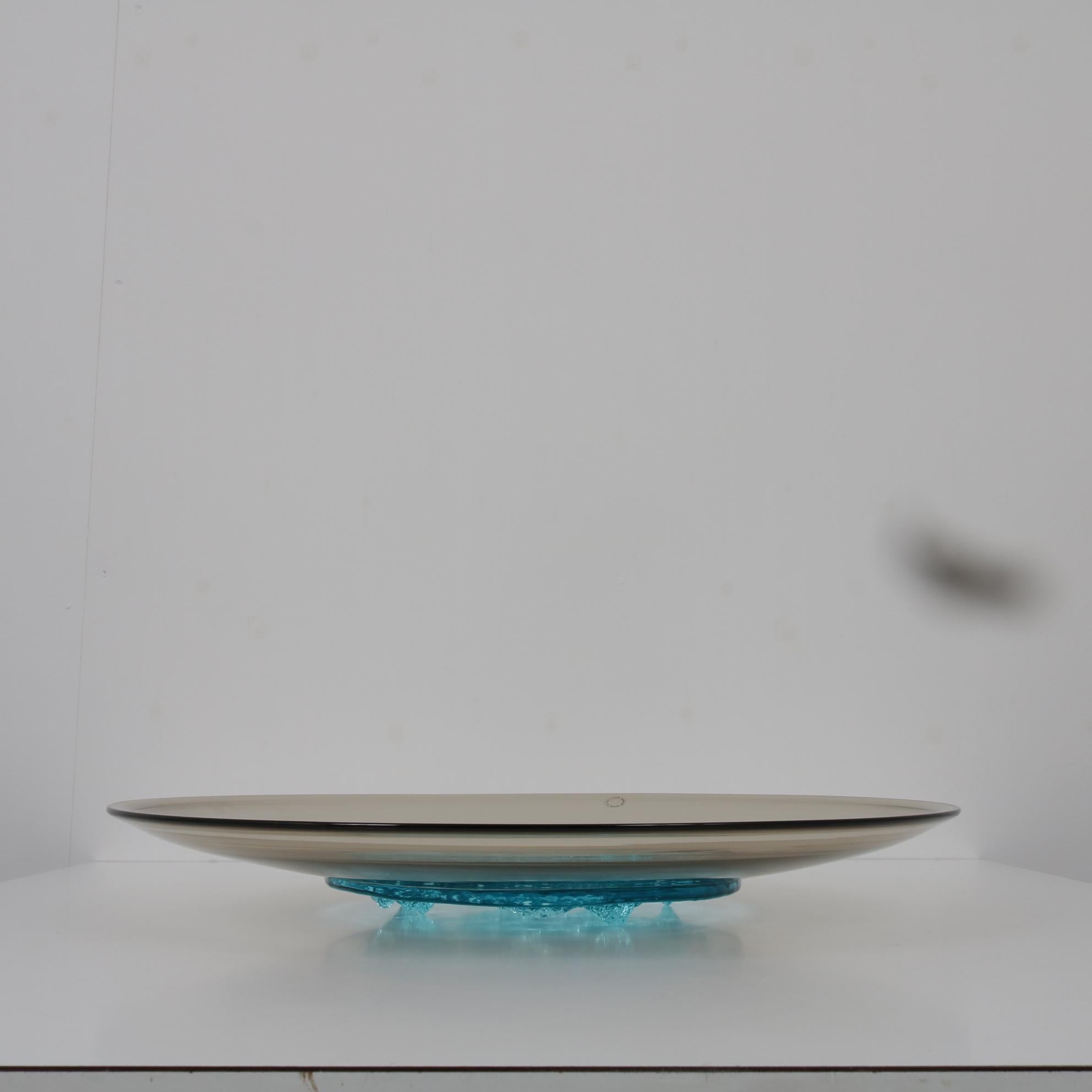 Tapio Wirkela Azure Core Glass Plate for Venini, Italy, 1990 For Sale 4