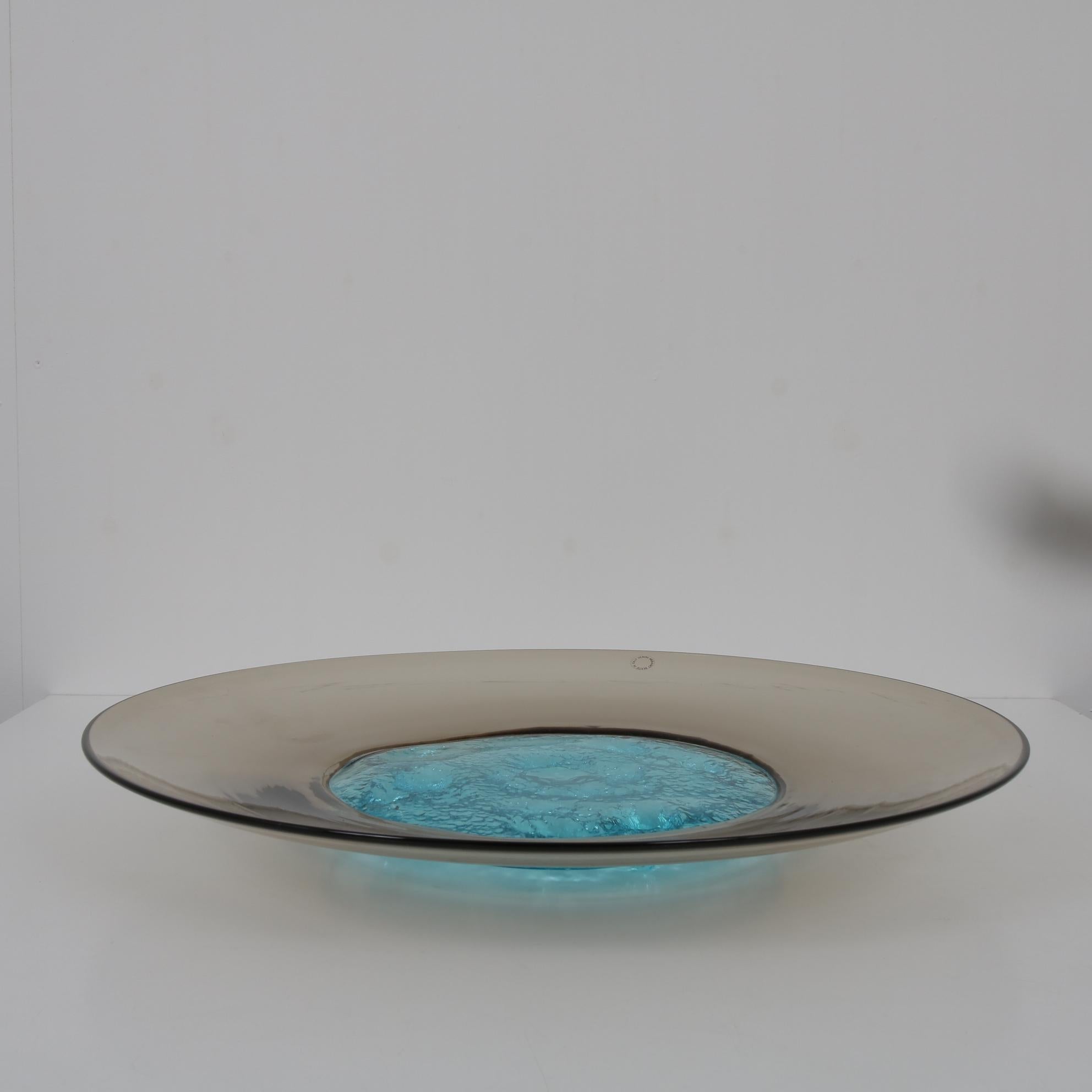 Tapio Wirkela Azure Core Glass Plate for Venini, Italy, 1990 For Sale 2