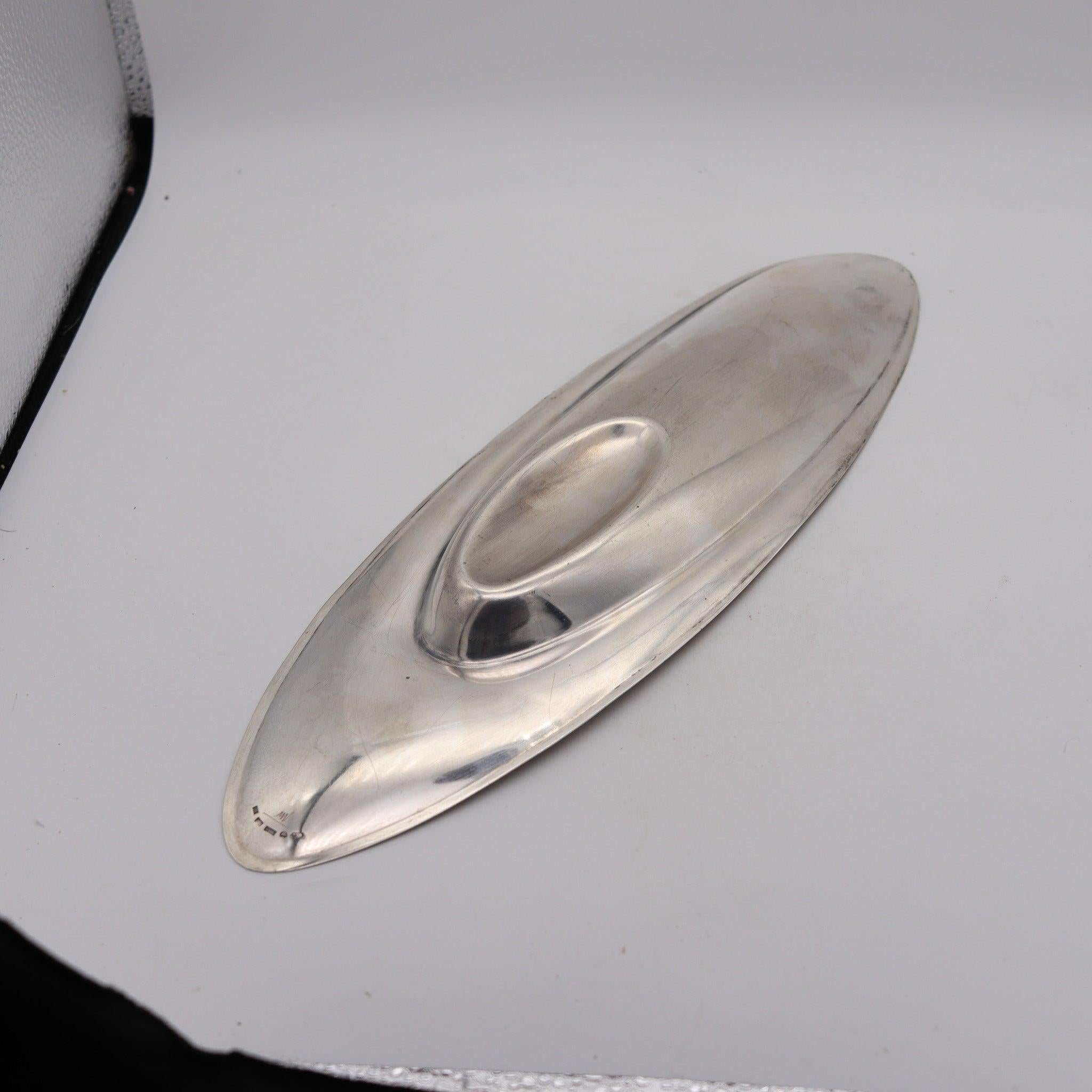 Finnish TAPIO WIRKKALA 1962 Finland Modernist Sculptural Dish-Tray in .916 Sterling For Sale