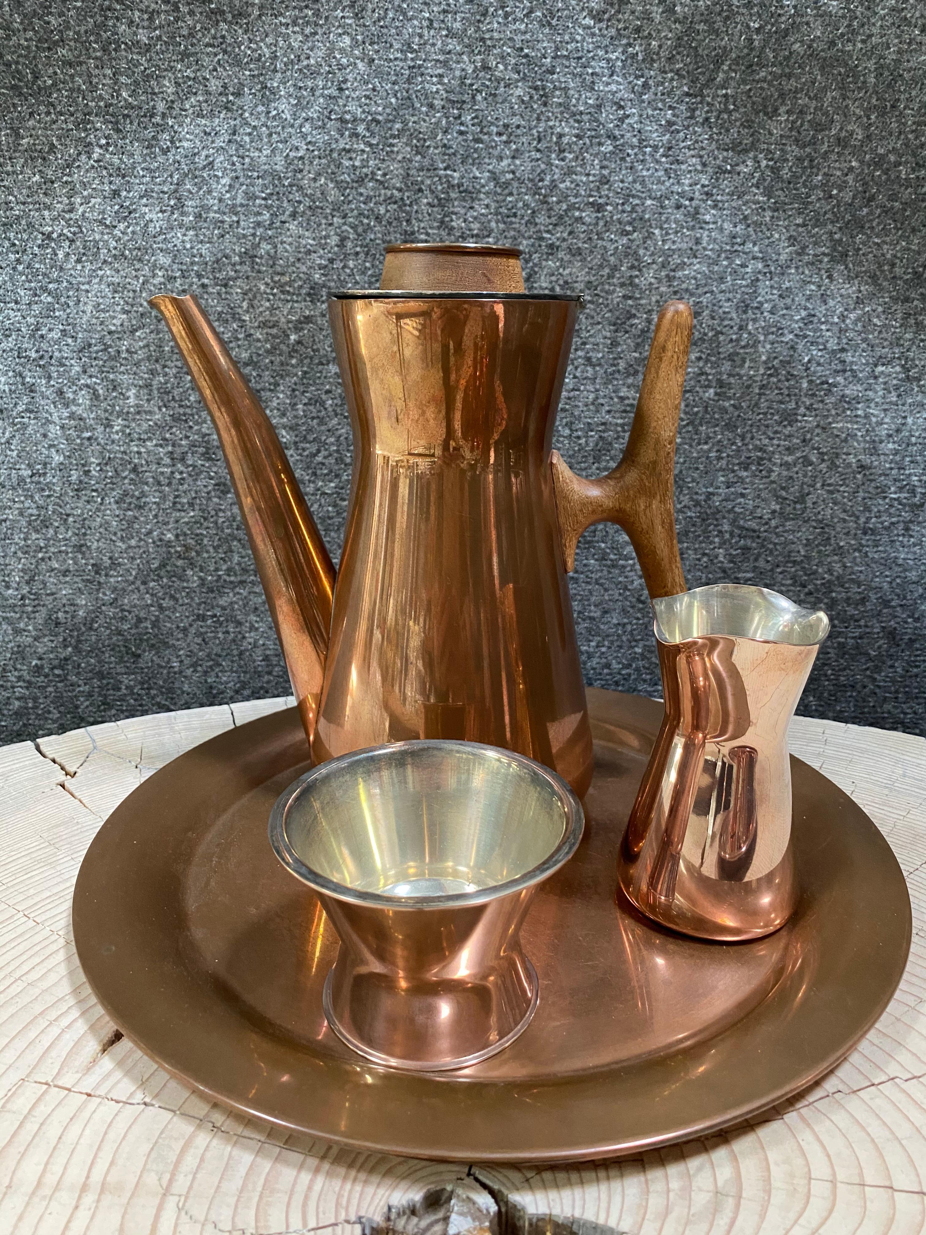 Tapio Wirkkala 2 Coffee Sets Copper and Silver Total 8 items For Sale 5