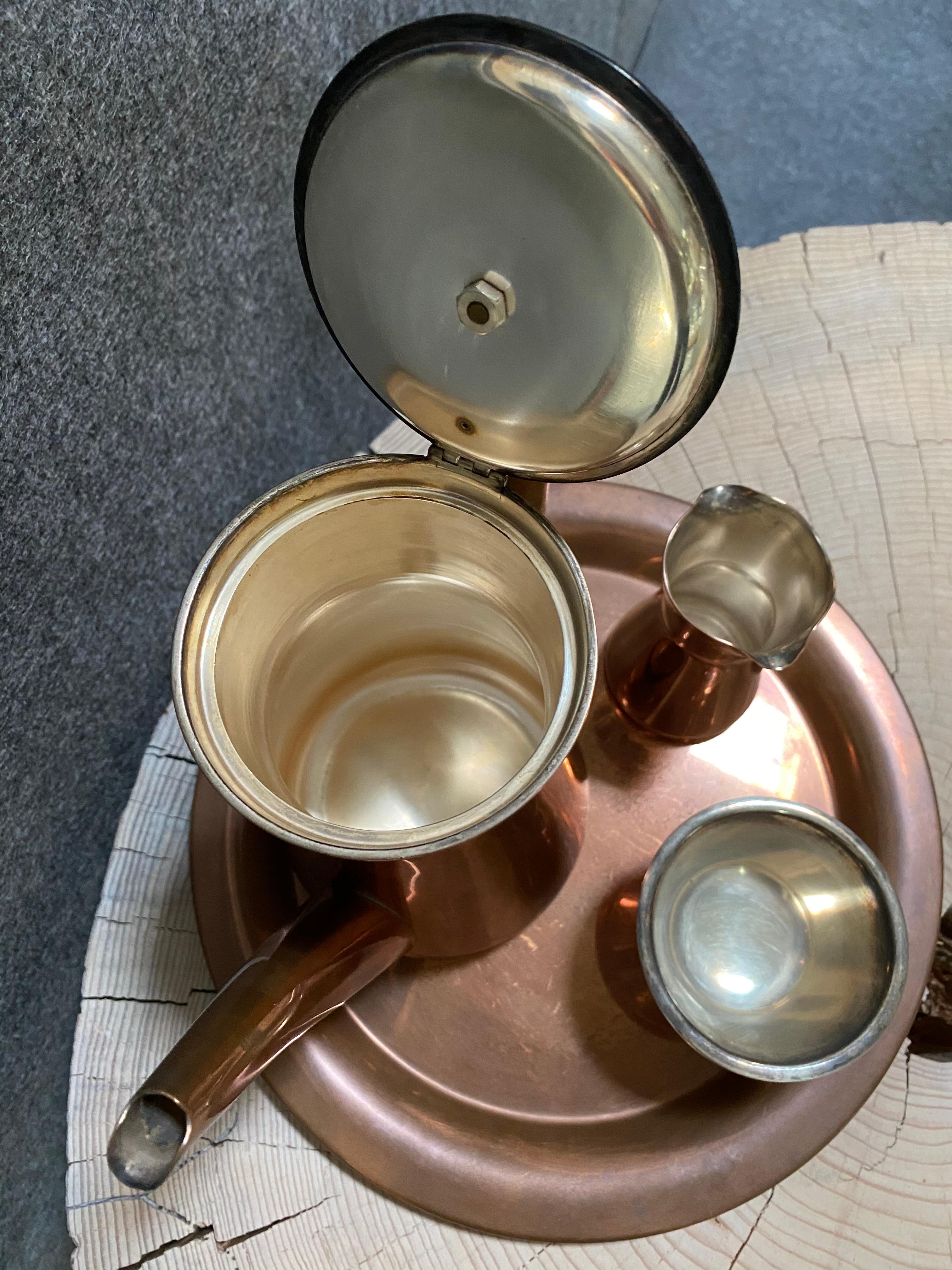 Tapio Wirkkala 2 Coffee Sets Copper and Silver Total 8 items For Sale 6