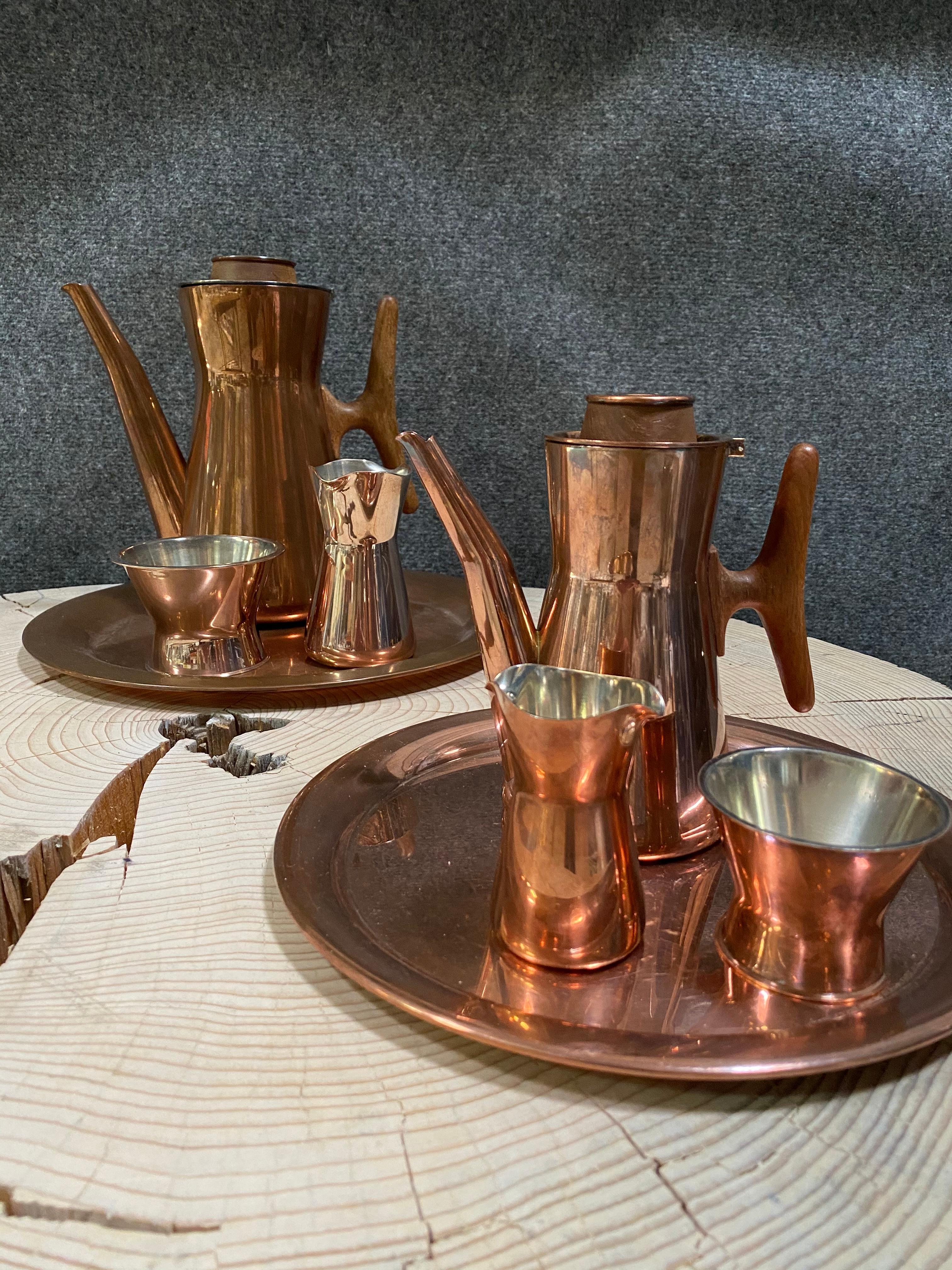 Tapio Wirkkala 2 Coffee Sets Copper and Silver Total 8 items For Sale 8