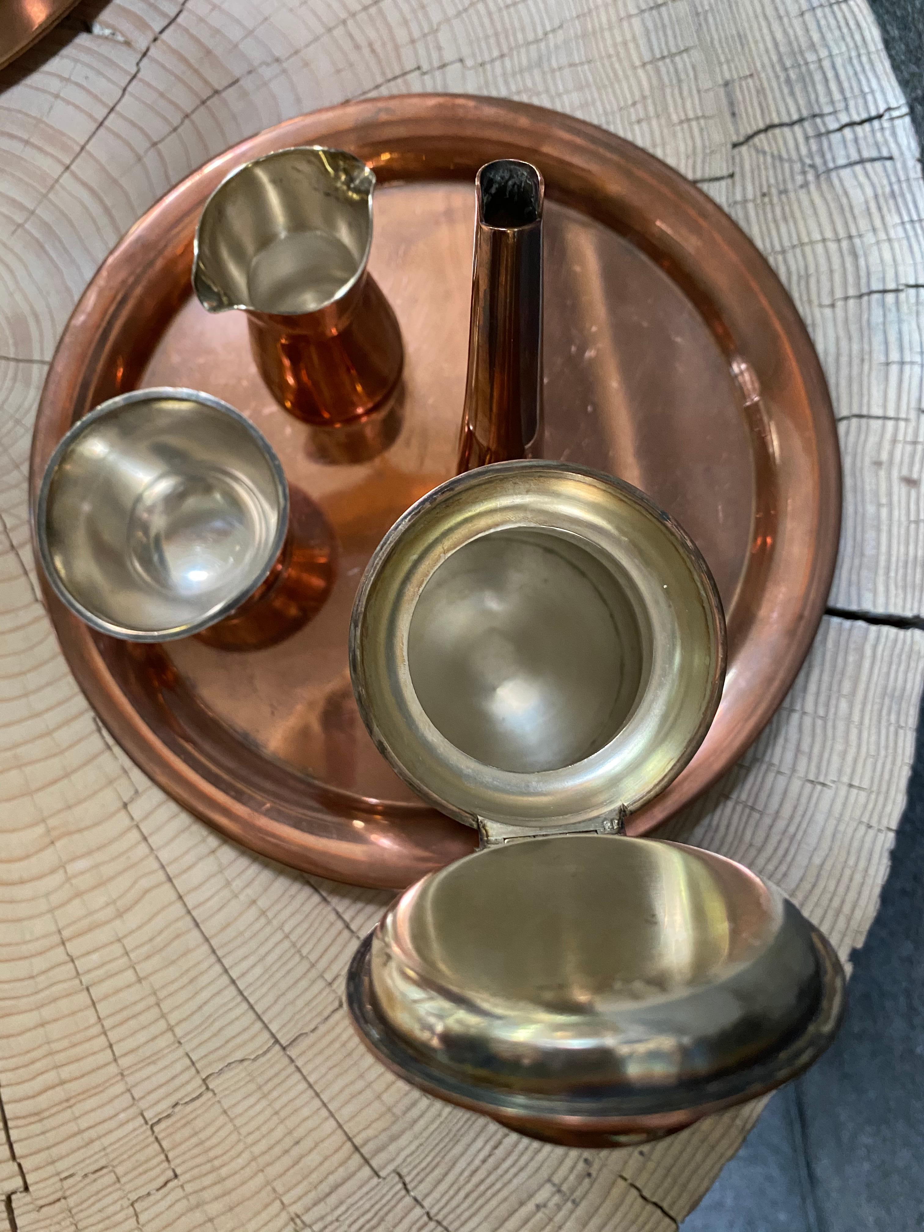 Tapio Wirkkala 2 Coffee Sets Copper and Silver Total 8 items For Sale 3