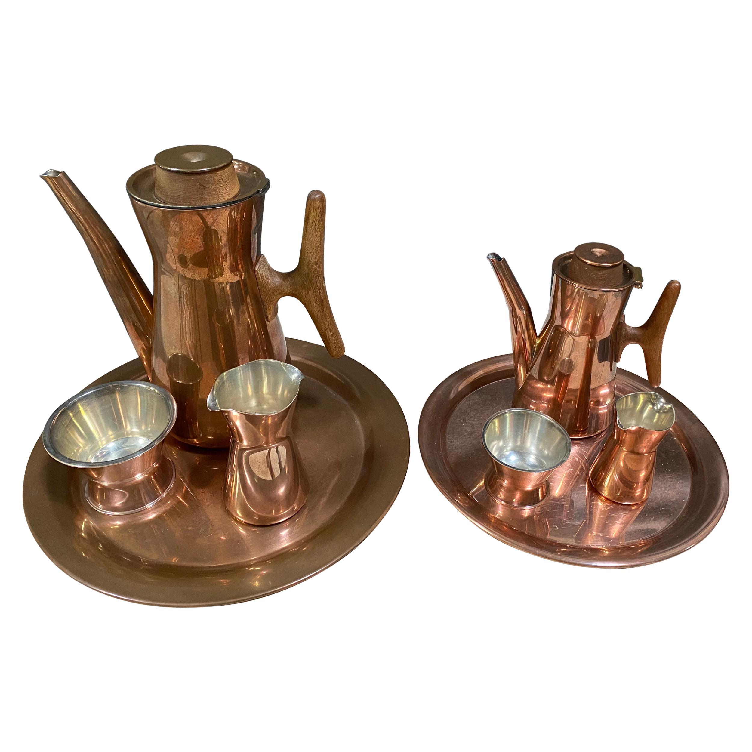 Tapio Wirkkala 2 Coffee Sets Copper and Silver Total 8 items