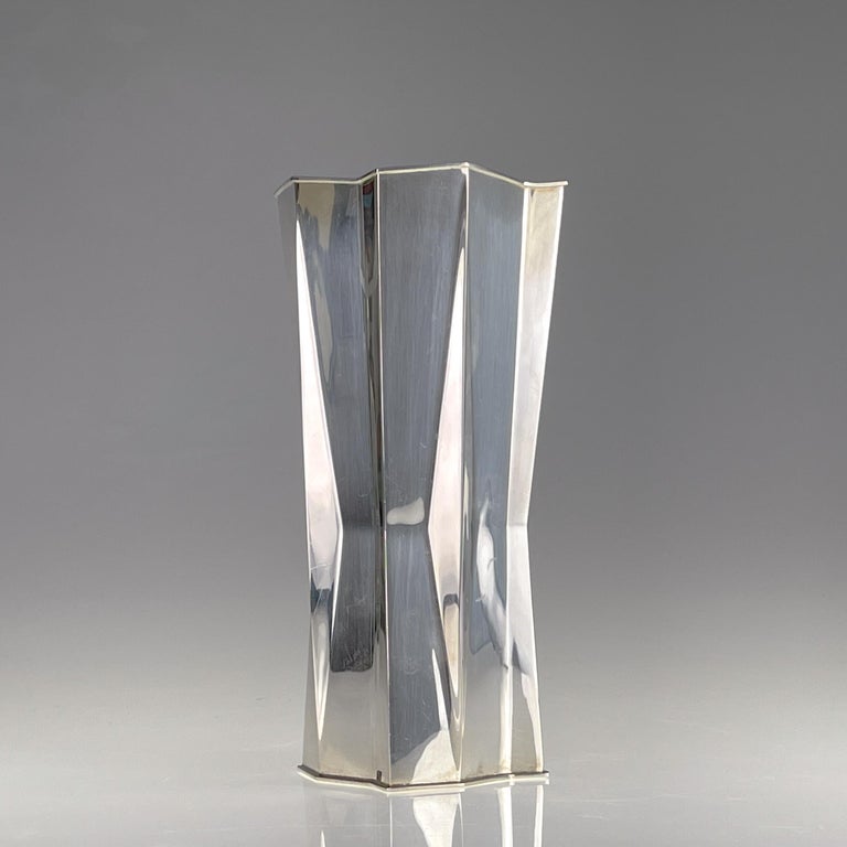 A rare sterling silver vase, model TW226. Designed by Tapio Wirkkala in 1960 and handmade to order by the craftsmen of Kultakeskus in 1971.

Model TW226 was never made in serial production and could only be bought by placing a special order.