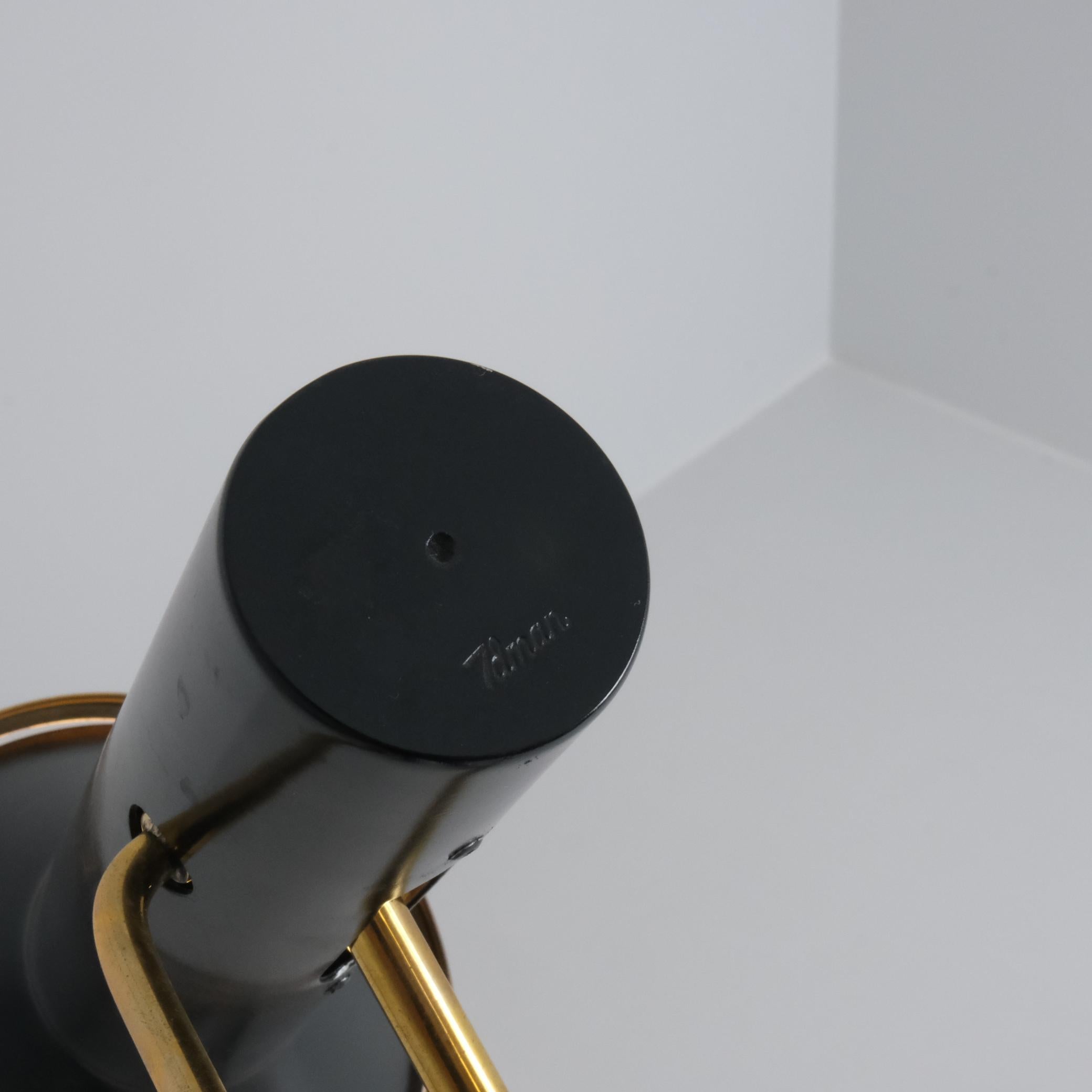 Métal Tapio Wirkkala Lampadaire ajustable K10-47, noir, laiton et teck, Idman 1950s en vente