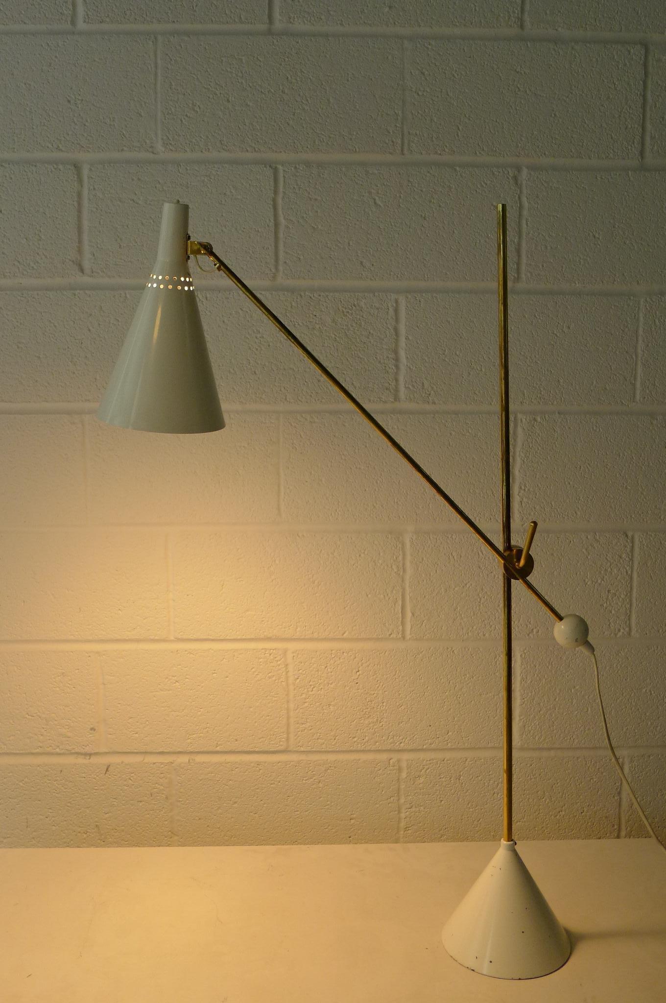 Brass Tapio Wirkkala Adjustable Floor Lamp, Model K-10 11 by Idman Oy, Finland