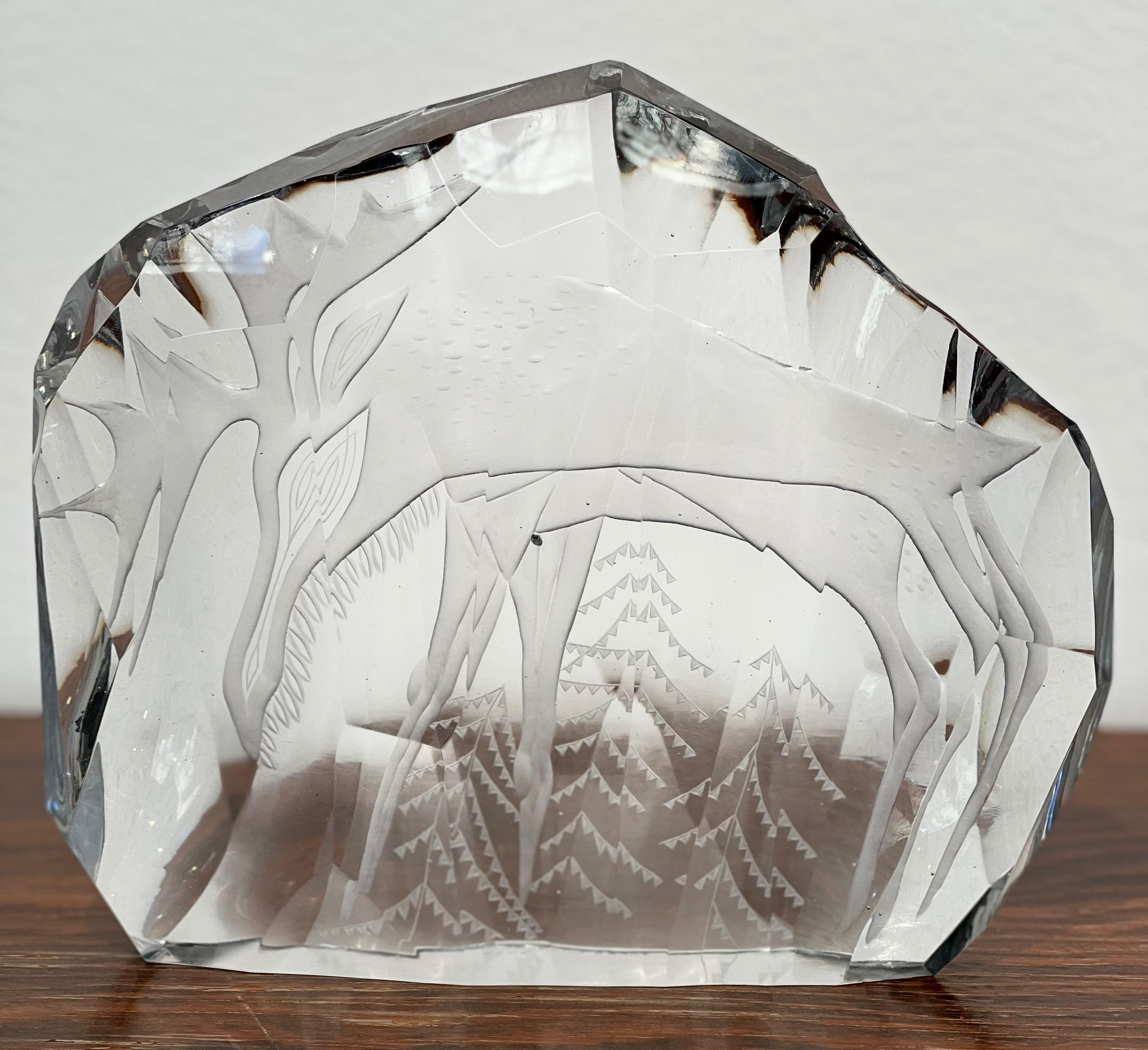 Tapio Wirkkala Iittala Art object - Sculptur 1952

Cast crystal glass - cut - engraved by Theodor Käppi 

Signed Tapio Wirkkala - Iittala 3400

According to Finnish Glass Museum only 3 of these items were made and this 
one is one of the known