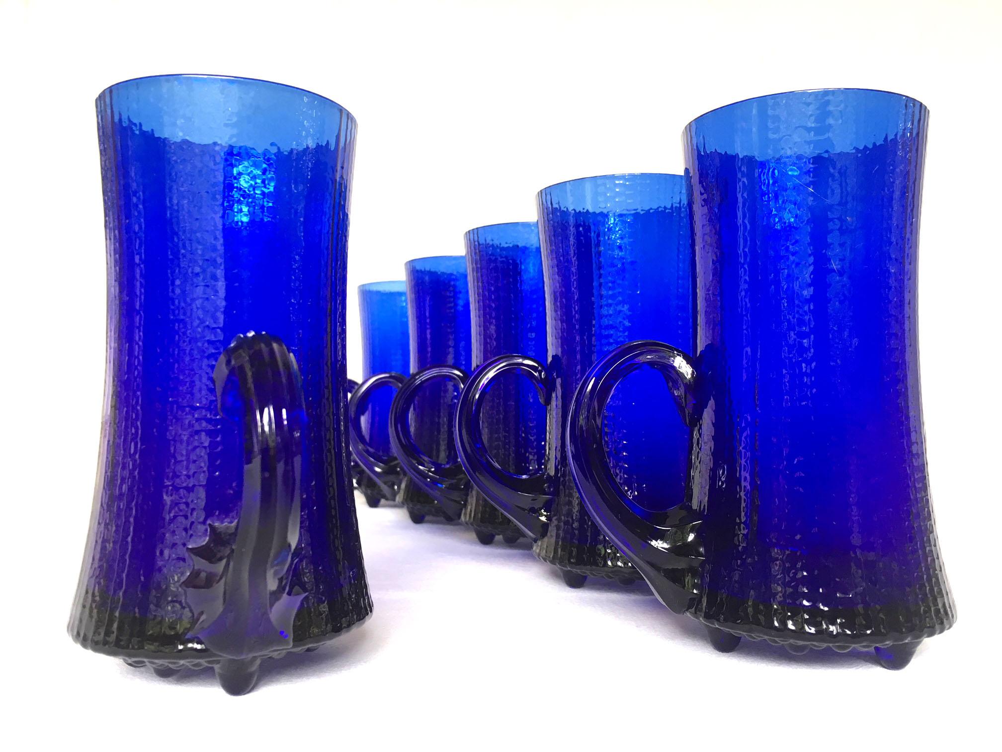 Finnish Tapio Wirkkala - Blue Cobalt - Ultima Thule set of 6 Mugs - 1968 For Sale