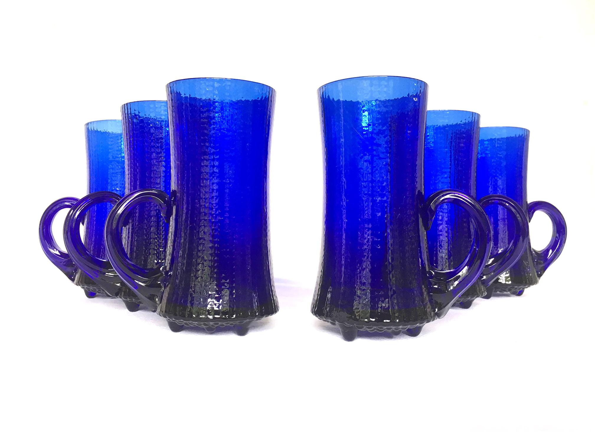 Tapio Wirkkala - Blue Cobalt - Ultima Thule set of 6 Mugs - 1968 In Excellent Condition For Sale In Rio De Janeiro, BR